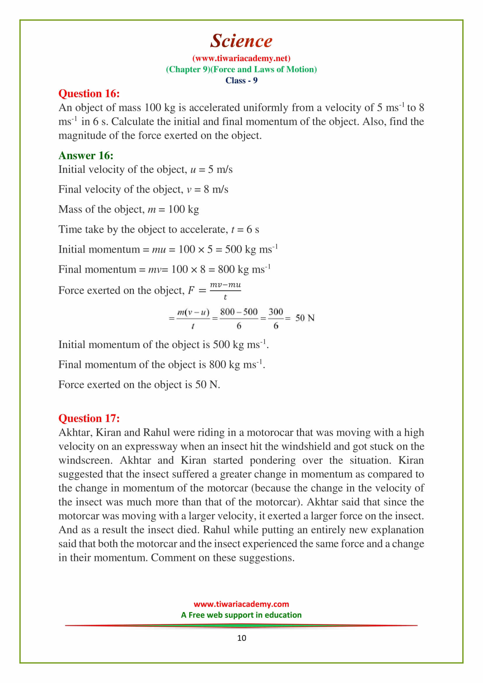 9 Science Chapter 9 for mp board