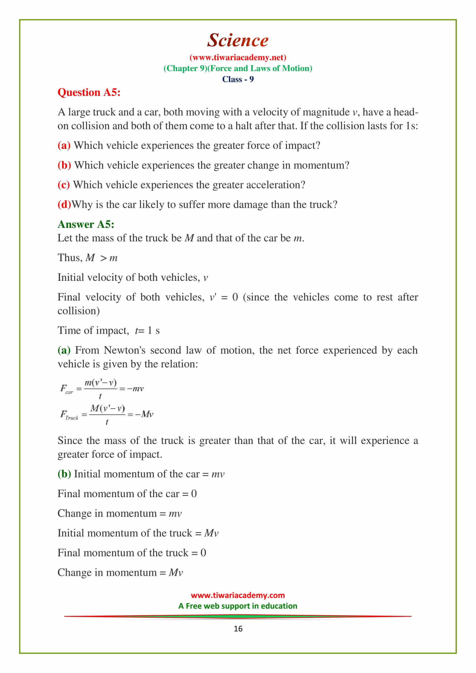 9 force and laws of motion Additional exercises question answers guide free