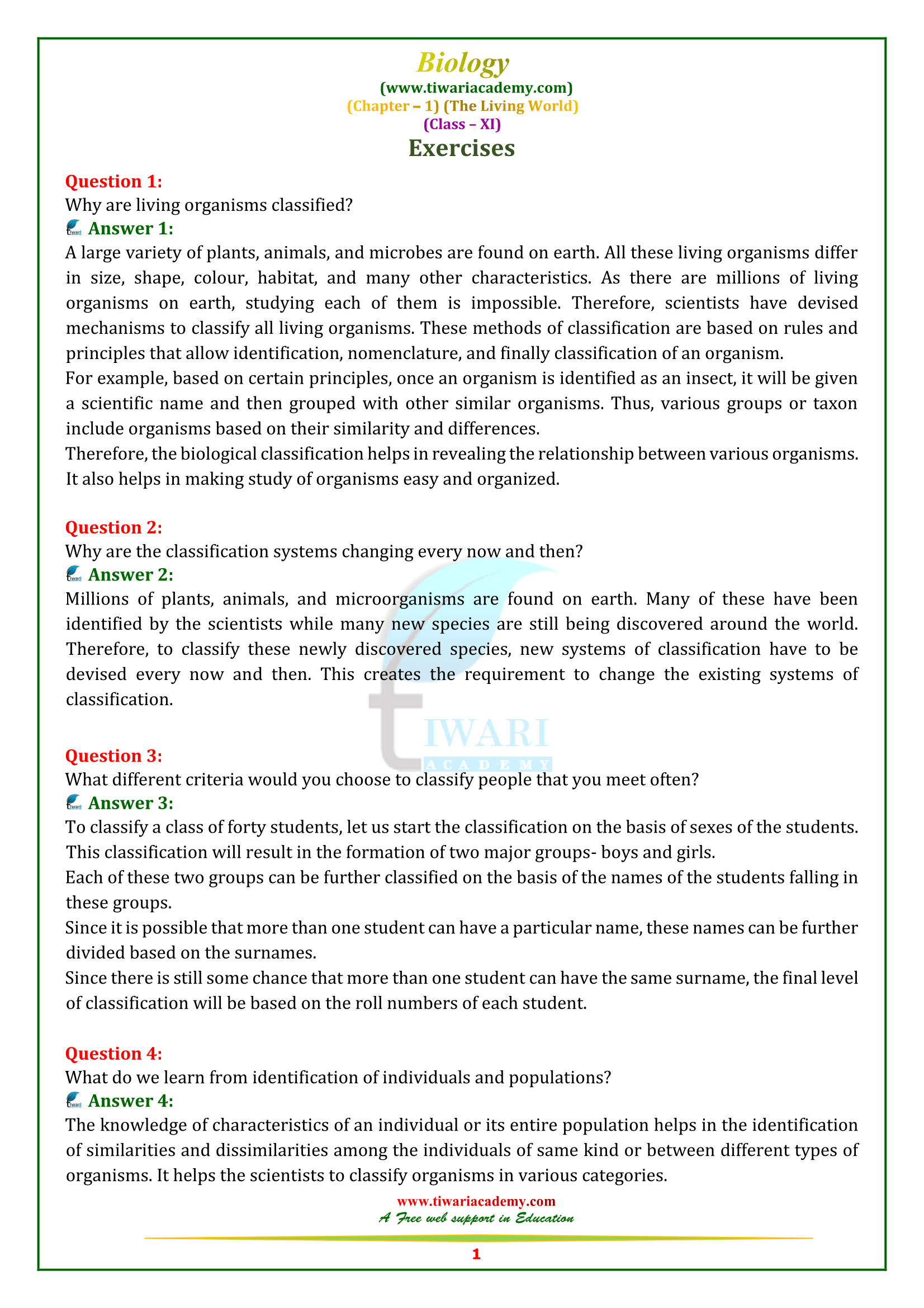 case study based questions biology class 11