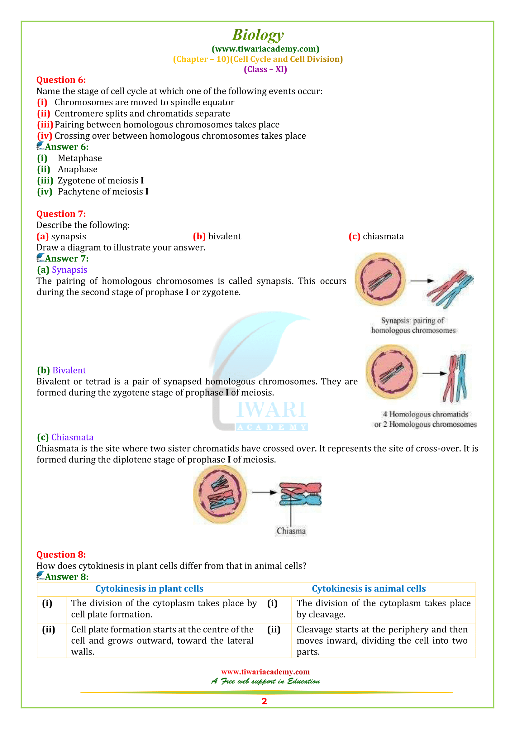 NCERT Solutions for Class 11 Biology Chapter 10 in PDF