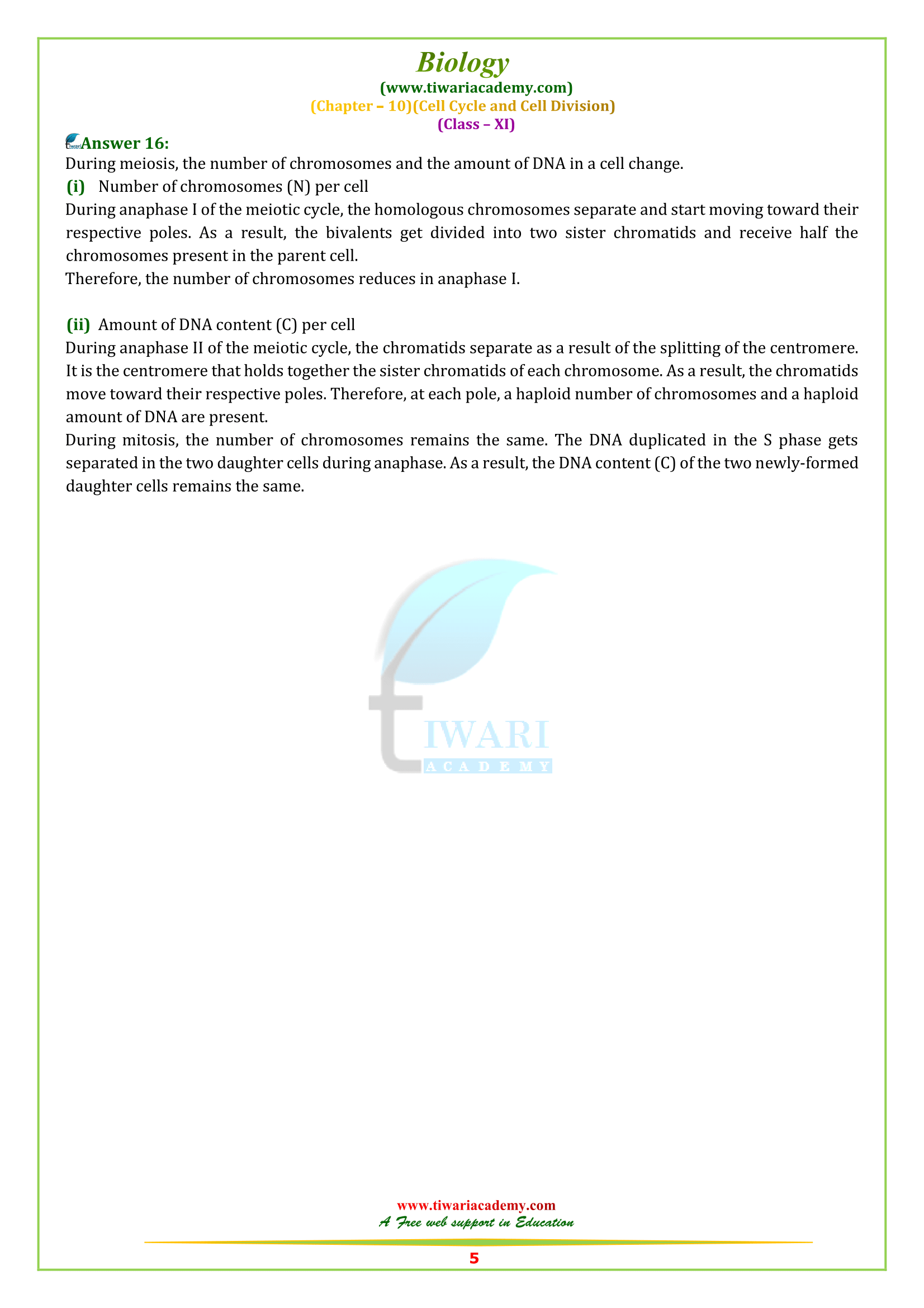 NCERT Solutions for Class 11 Biology Chapter 10 in english medium