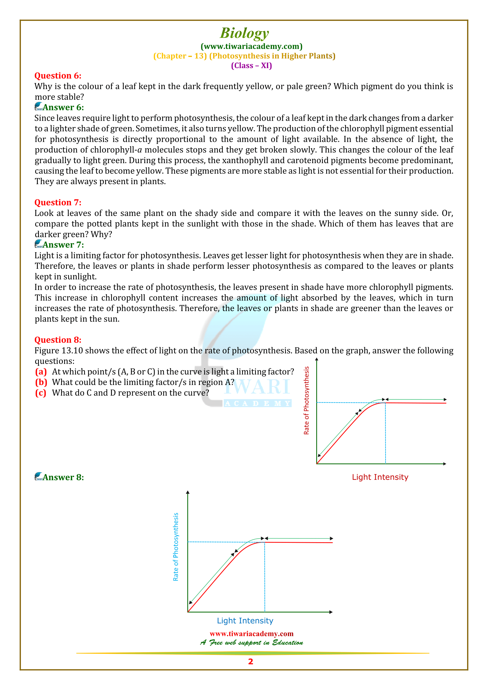 NCERT Solutions for Class 11 Biology Chapter 13 in PDF