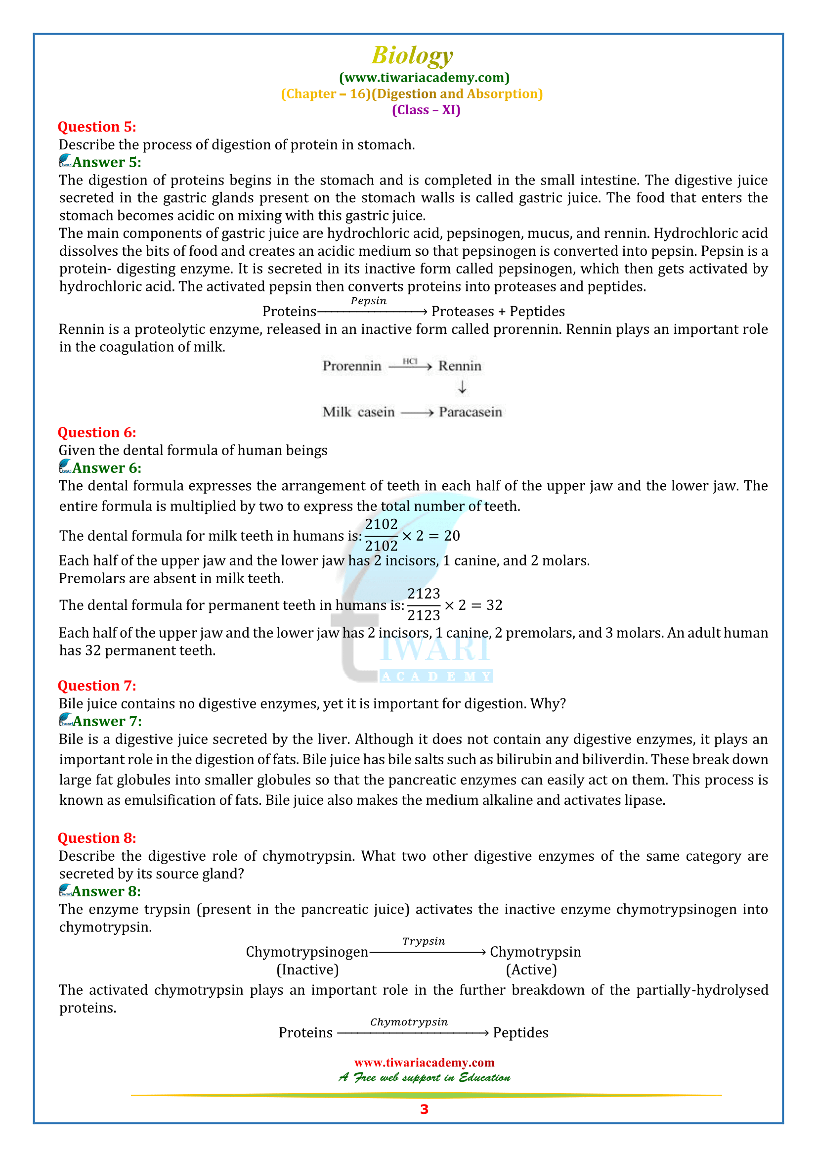 NCERT Solutions for Class 11 Biology Chapter 16 in English Medium
