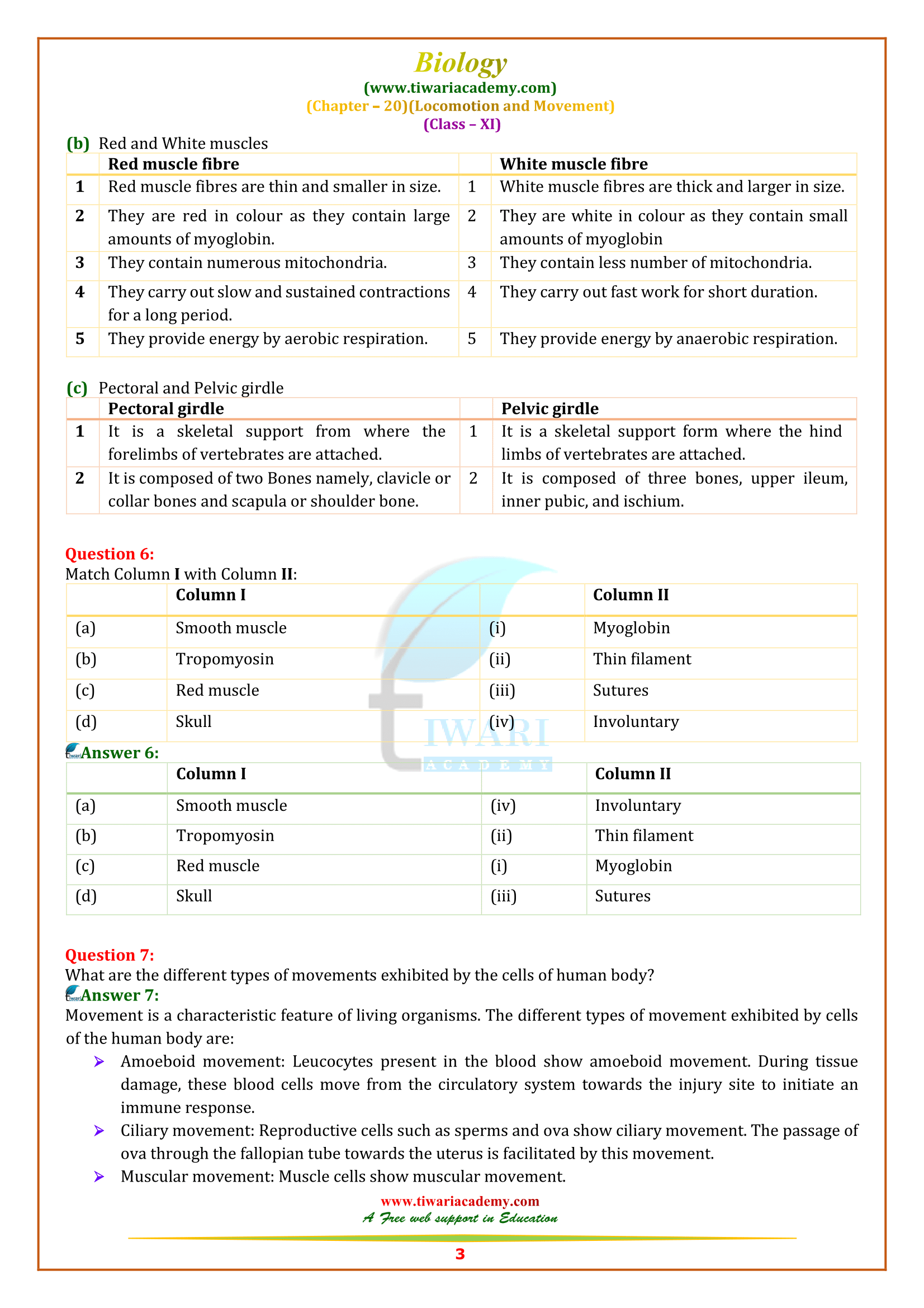 NCERT Solutions for Class 11 Biology Chapter 20 in PDF for 2023-24