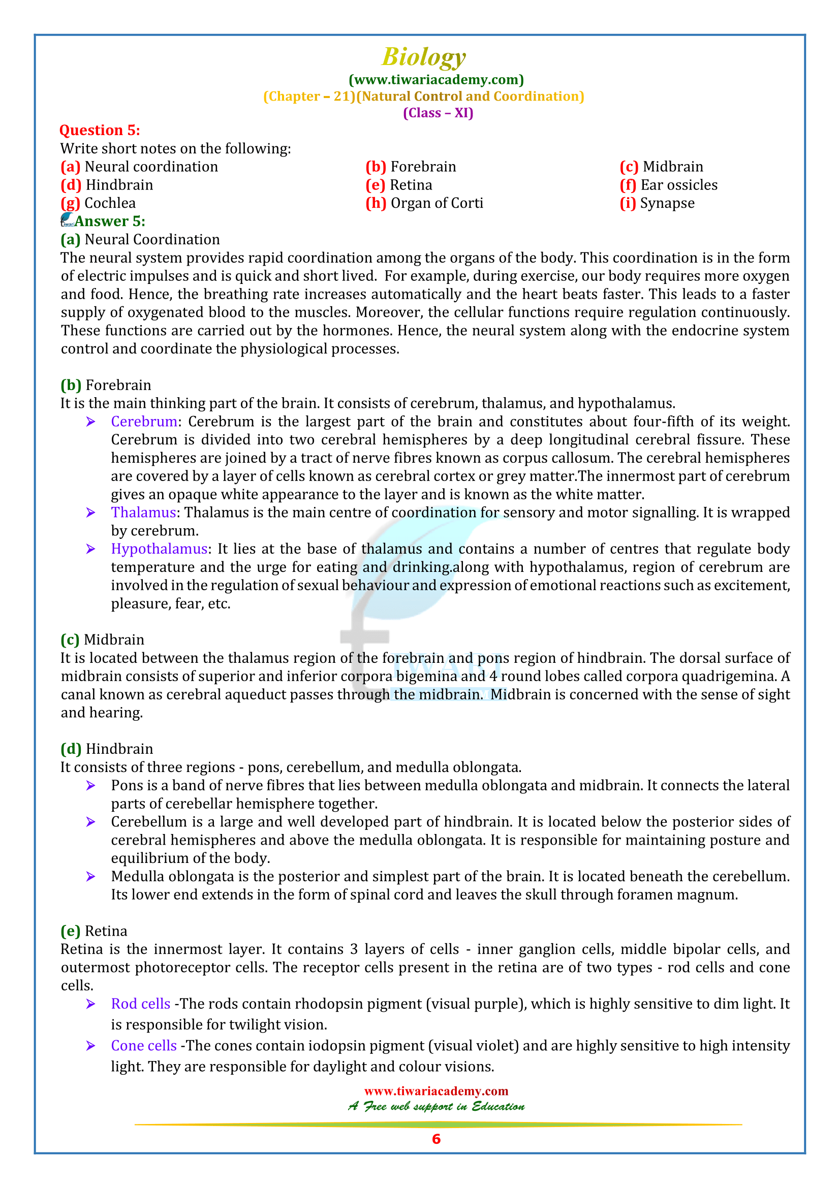 NCERT Solutions for Class 11 Biology Chapter 21 for mp board