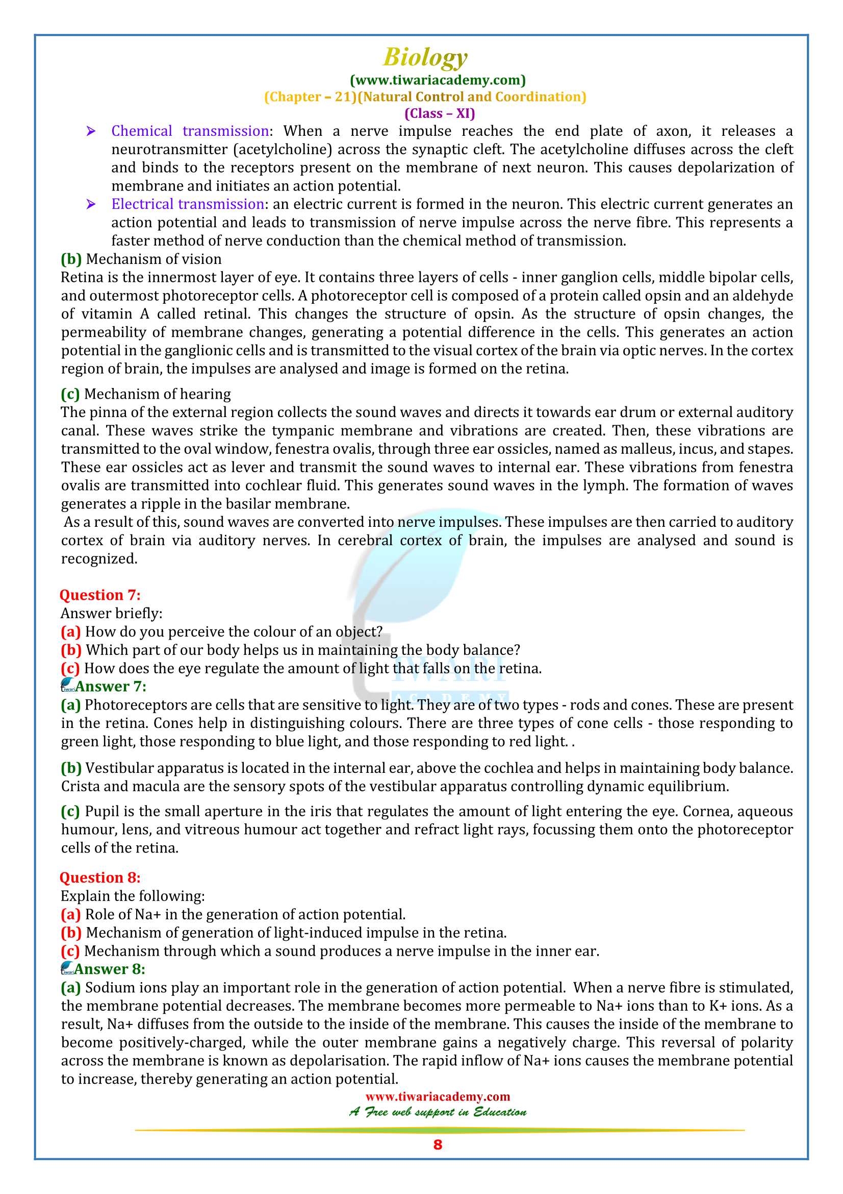 11 Biology Chapter 21 Answers