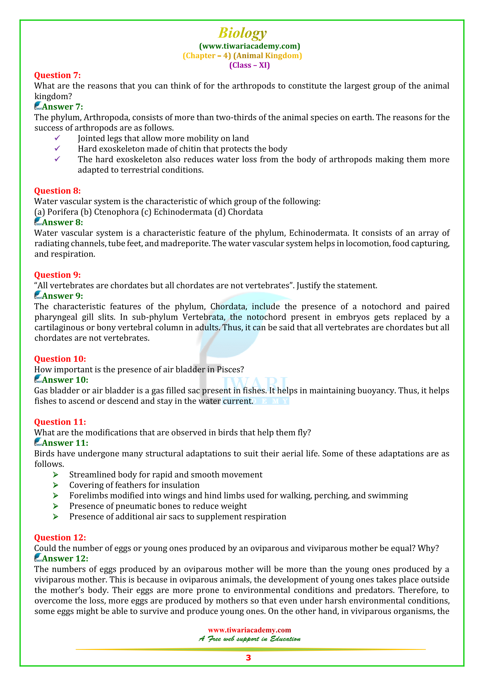 NCERT Solutions for Class 11 Biology Chapter 4 Animal Kingdom in PDF NCERT Solutions for Class 11 Biology Chapter 4 Animal Kingdom in PDF