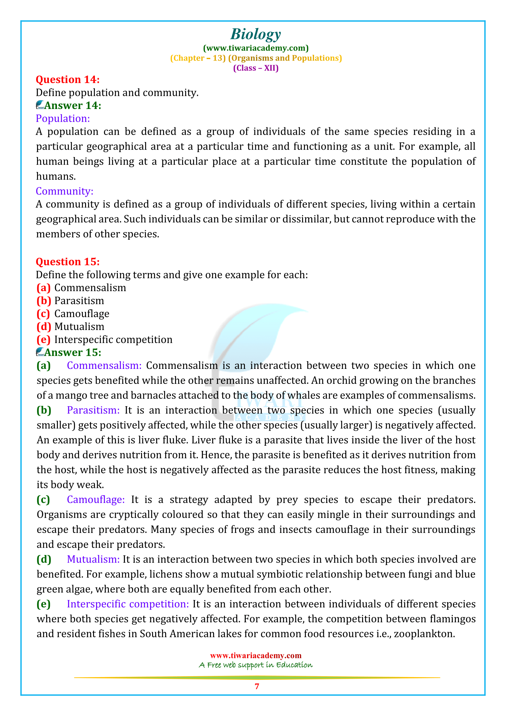 NCERT Solutions for Class 12 Biology Chapter 13 for intermediate up bpard