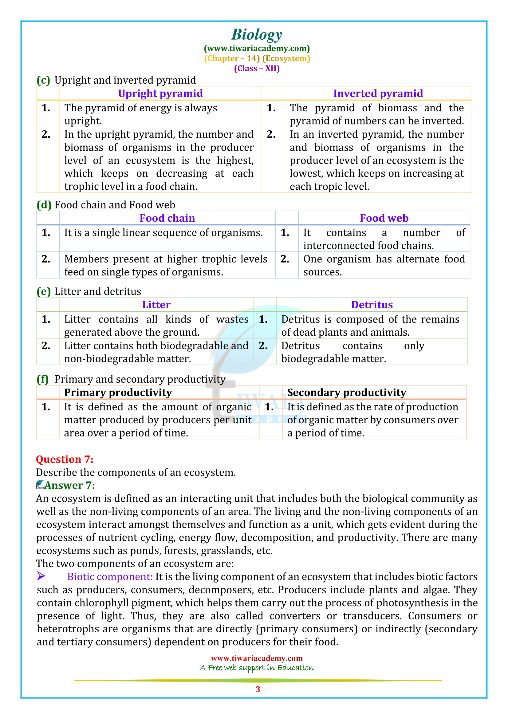 NCERT Solutions for Class 12 Biology Chapter 14 in PDF