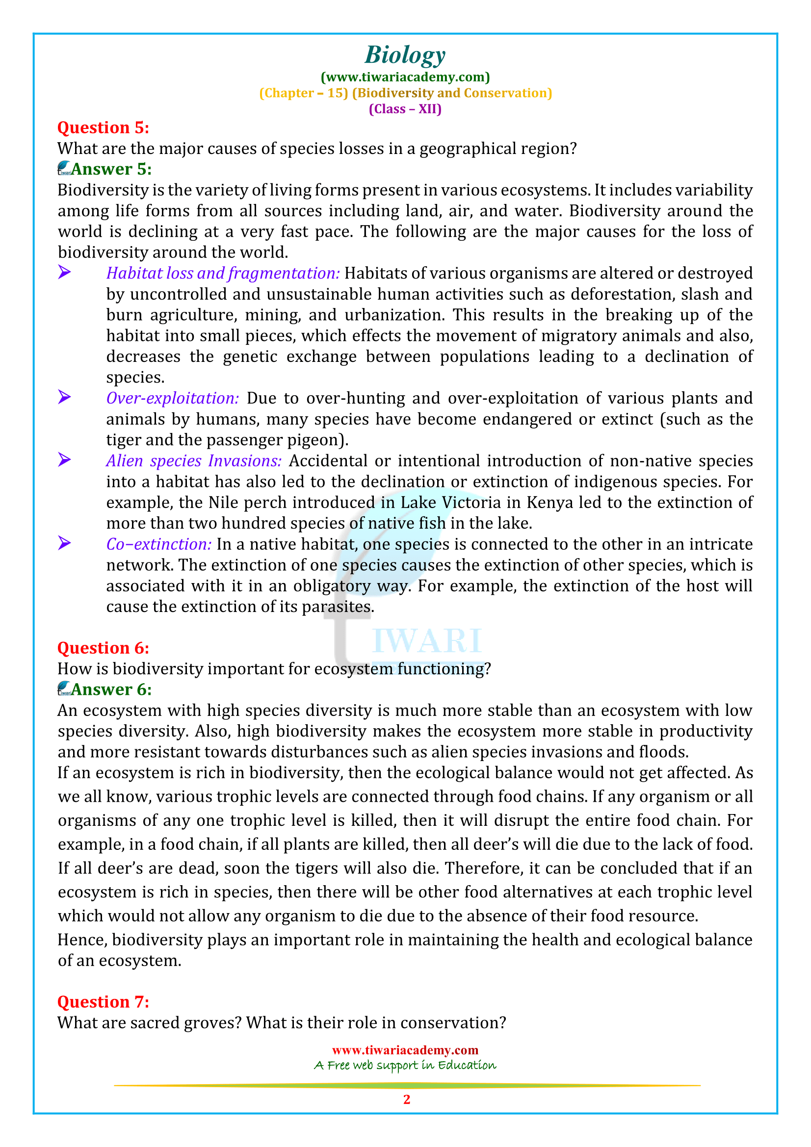 NCERT Solutions for Class 12 Biology Chapter 15 in PDF