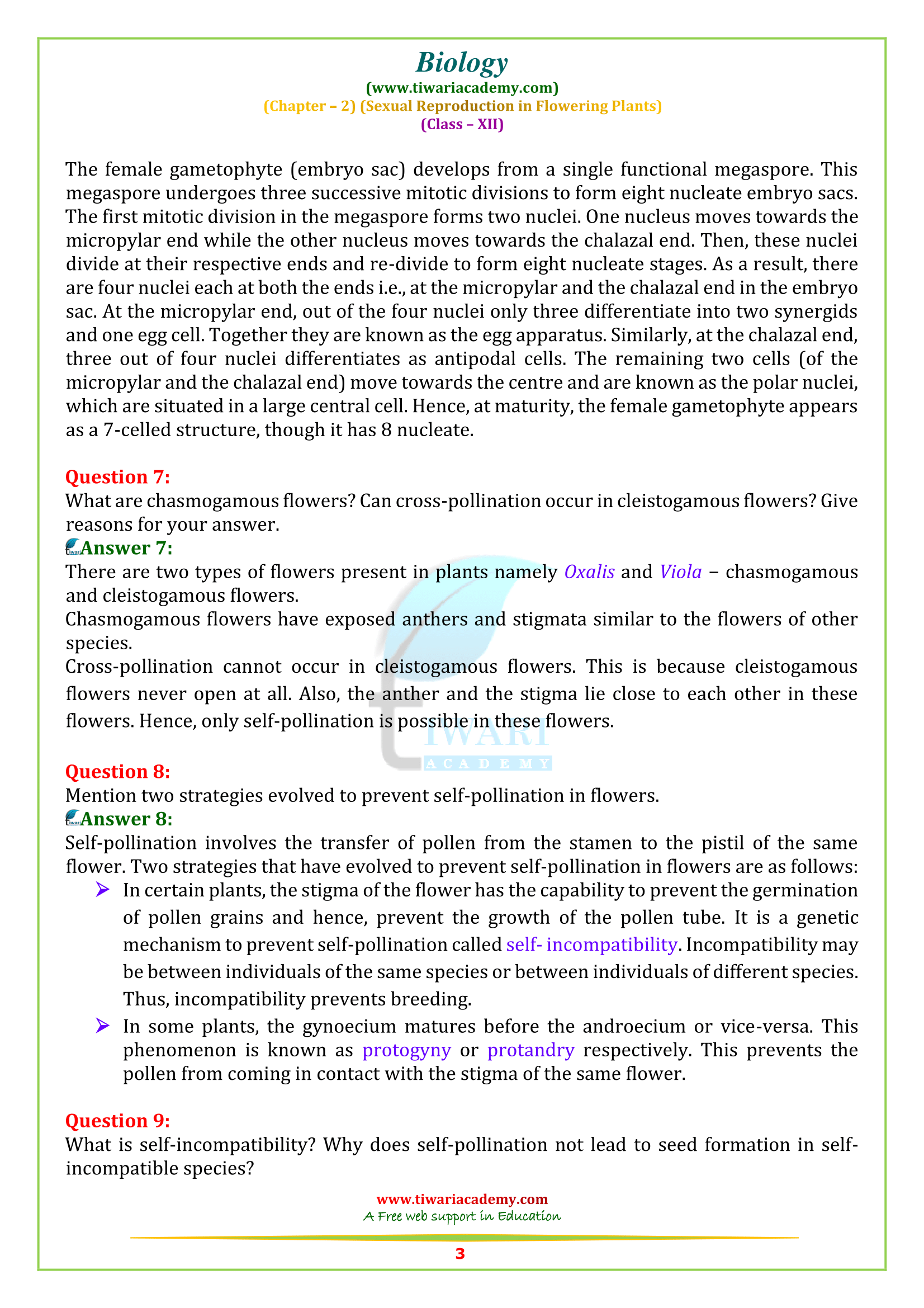 NCERT Solutions for Class 12 Biology Chapter 2 in english medium