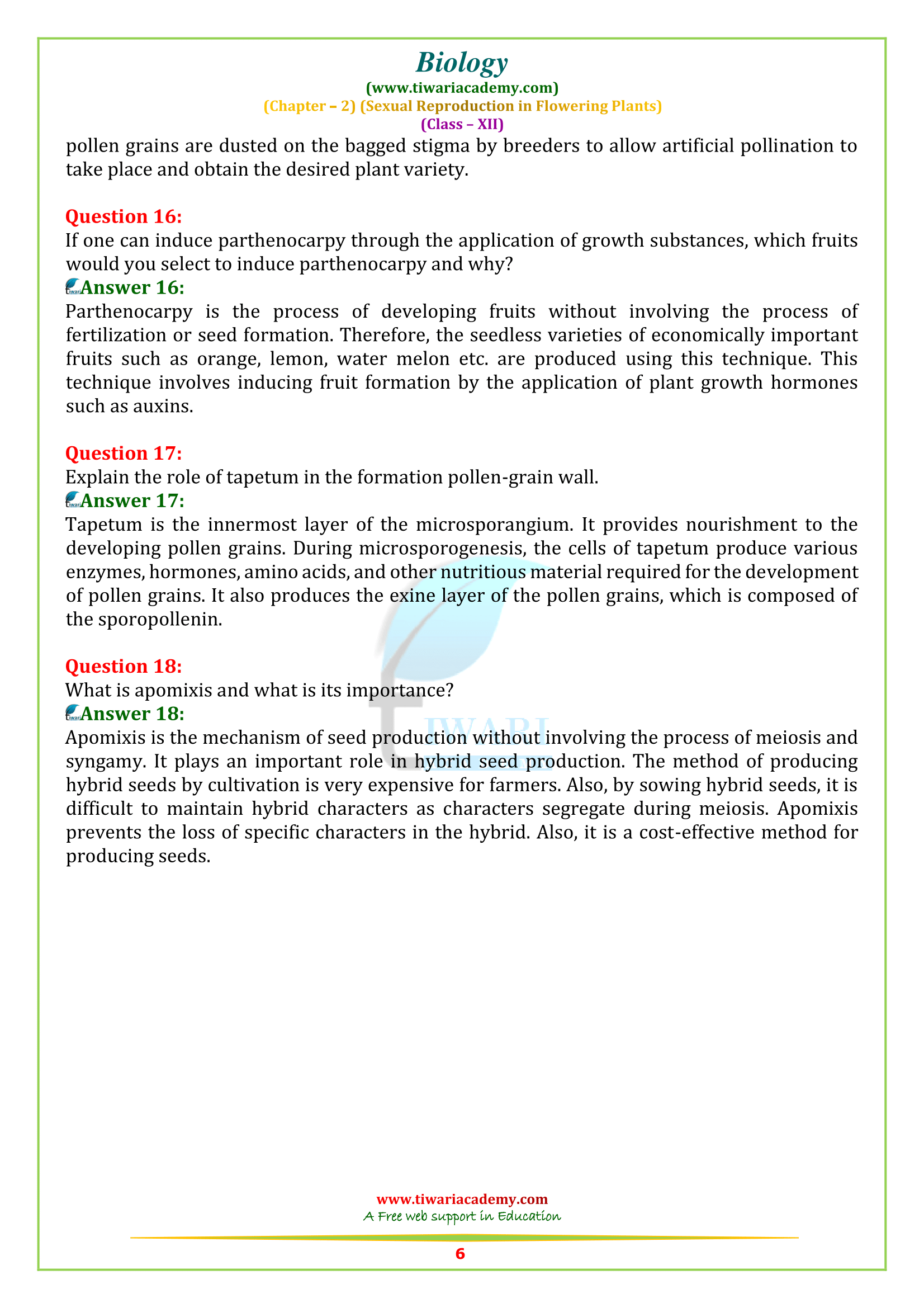 NCERT Solutions for Class 12 Biology Chapter 2 for up bpard