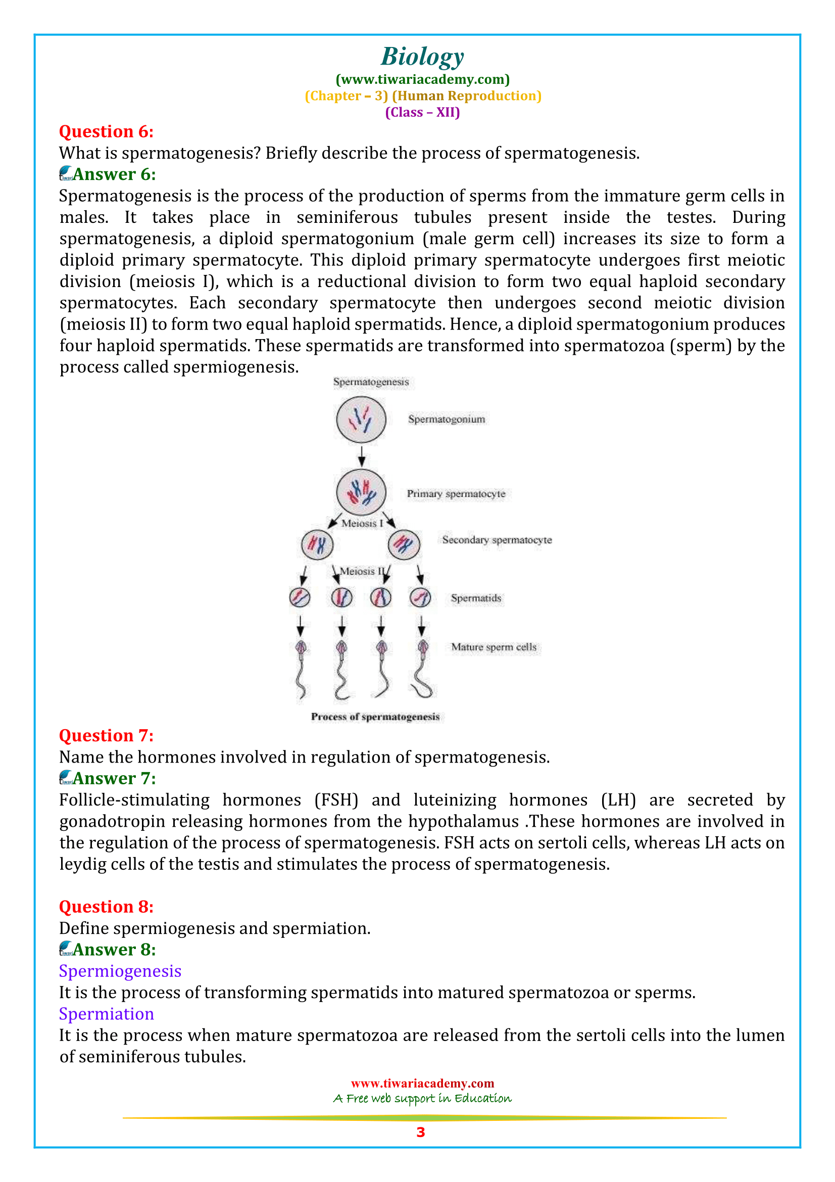 NCERT Solutions for Class 12 Biology Chapter 3 for up bpard