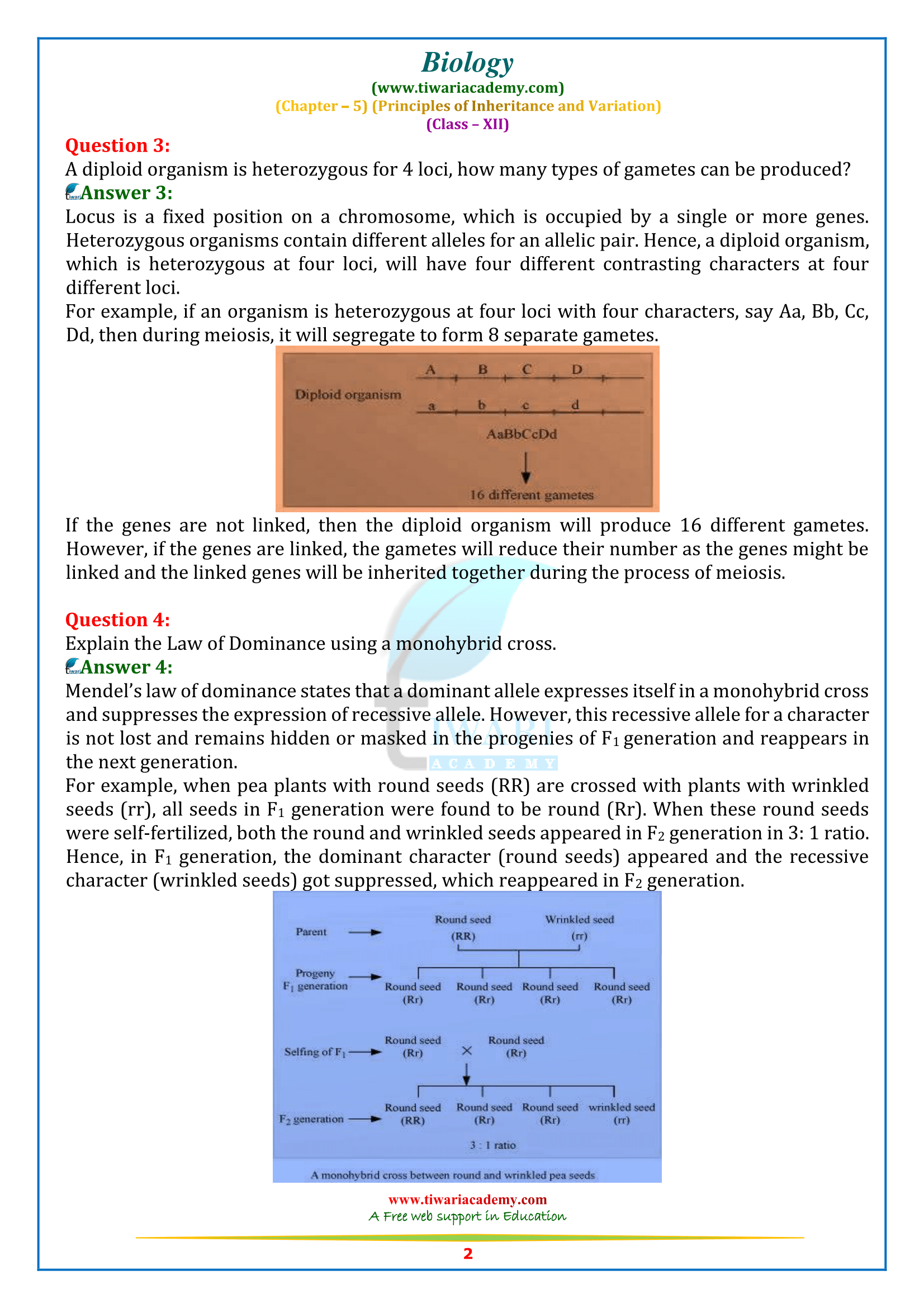 NCERT Solutions for Class 12 Biology Chapter 5 in pdf