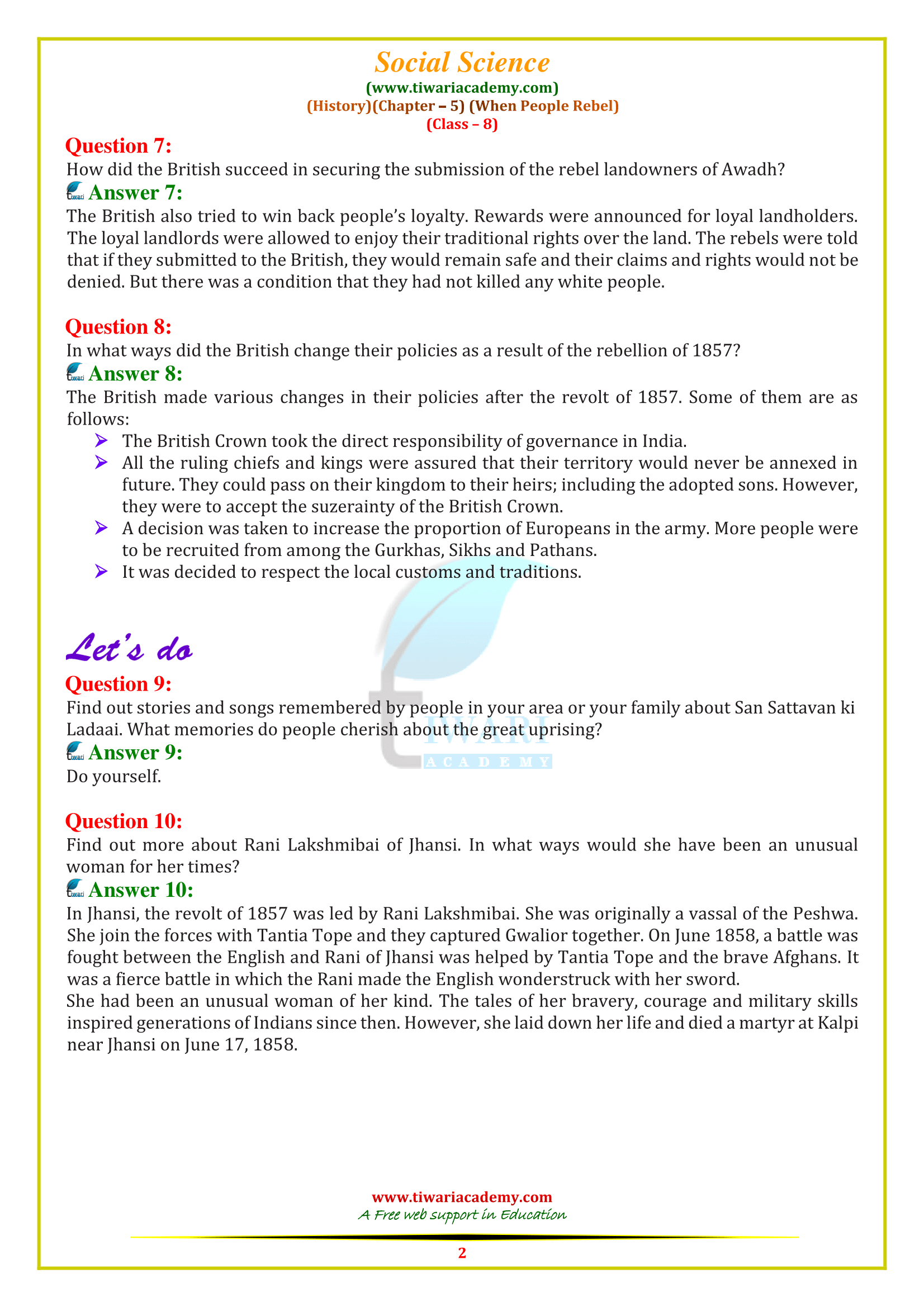 class 8 history case study questions