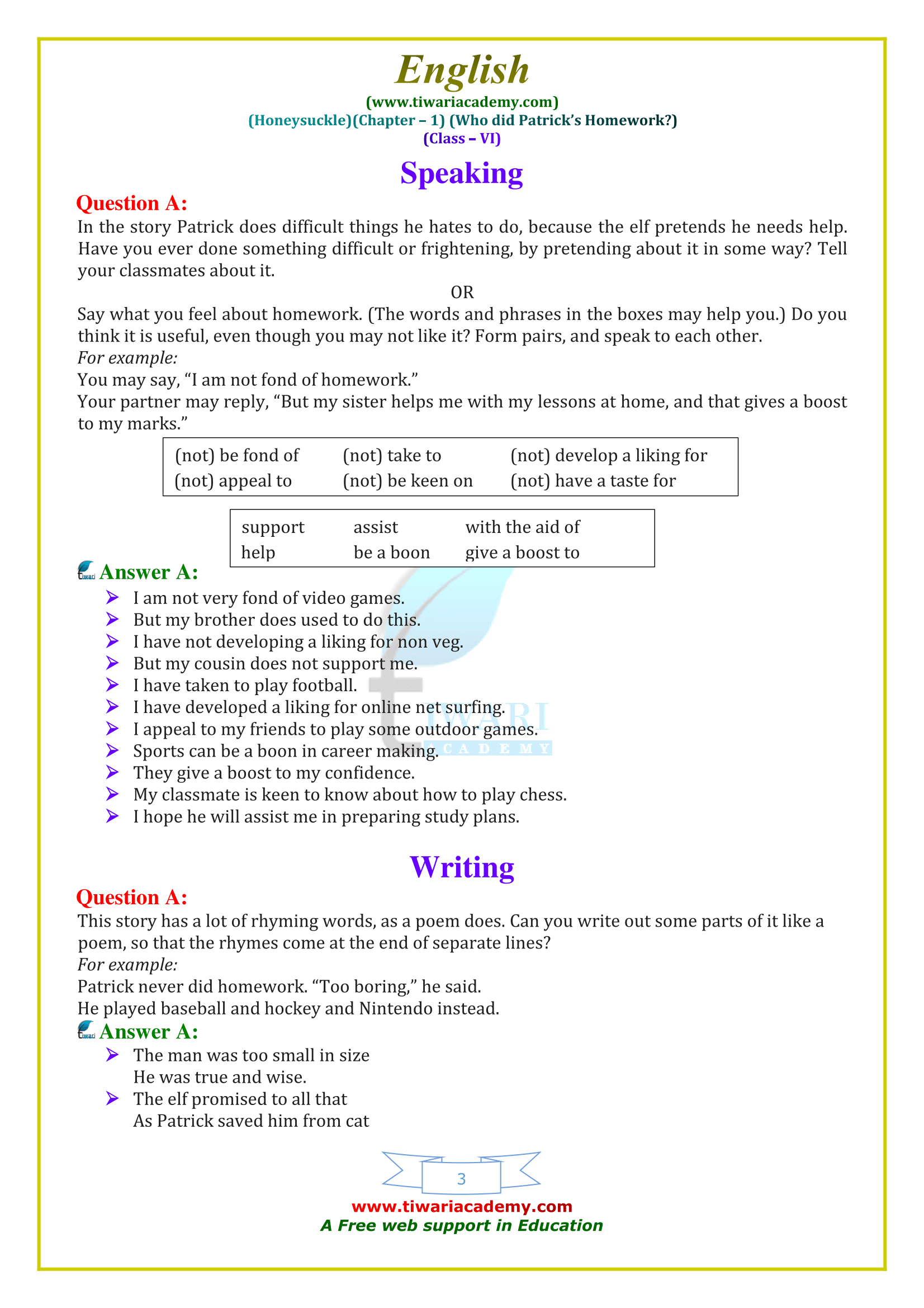 6 English chapter 1 answers