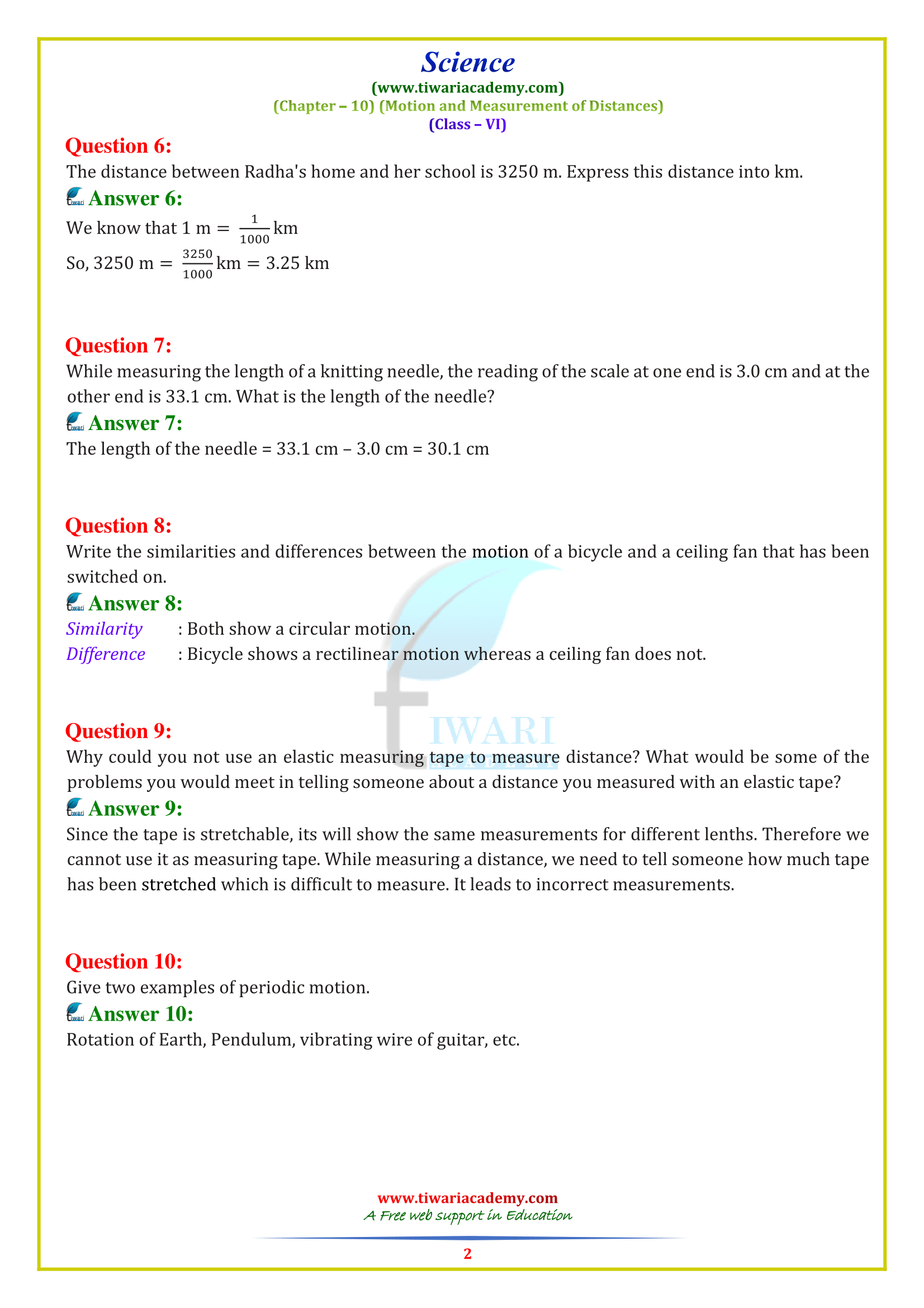 6 Science chapter 10 answers