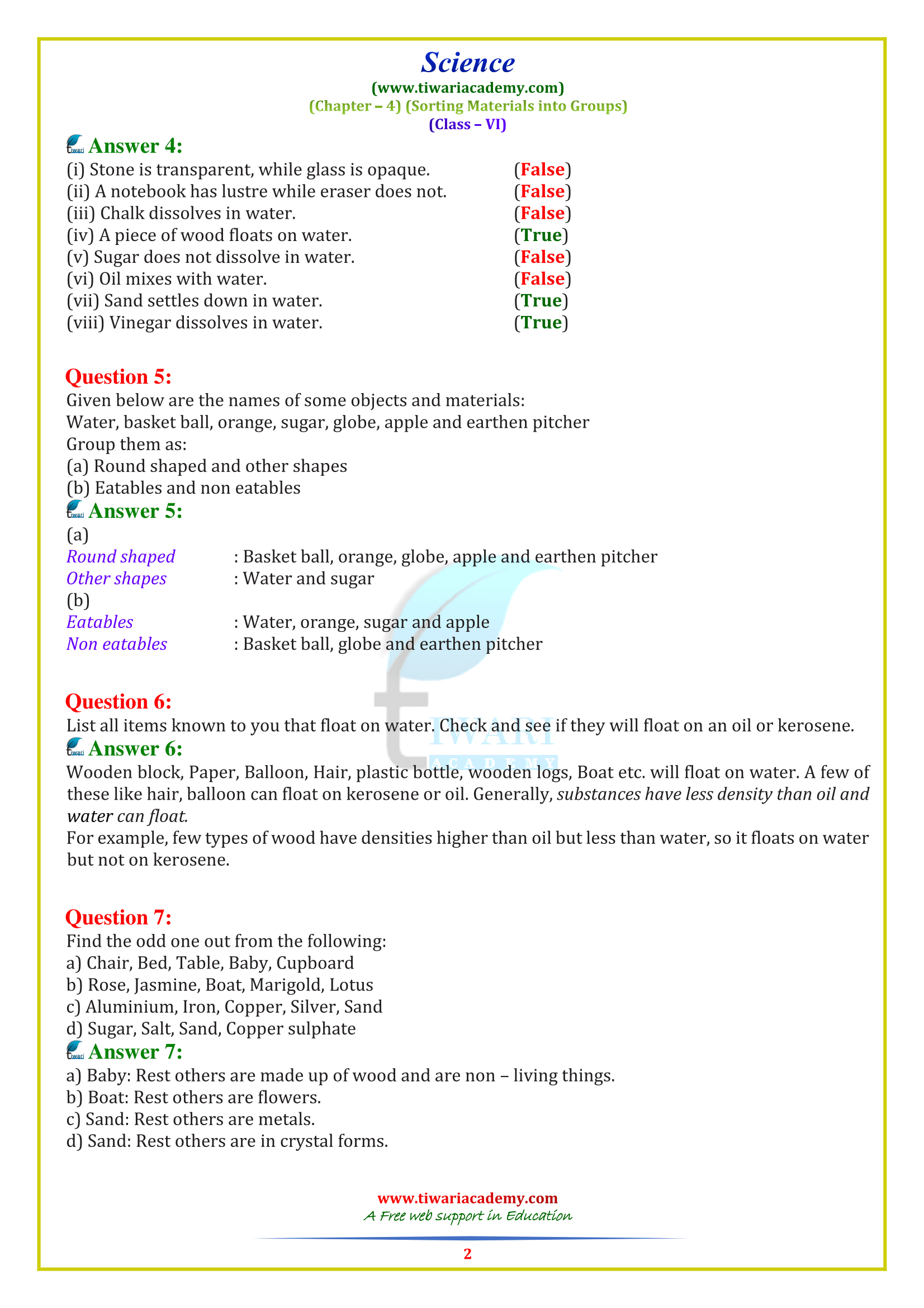 case study questions for science class 6