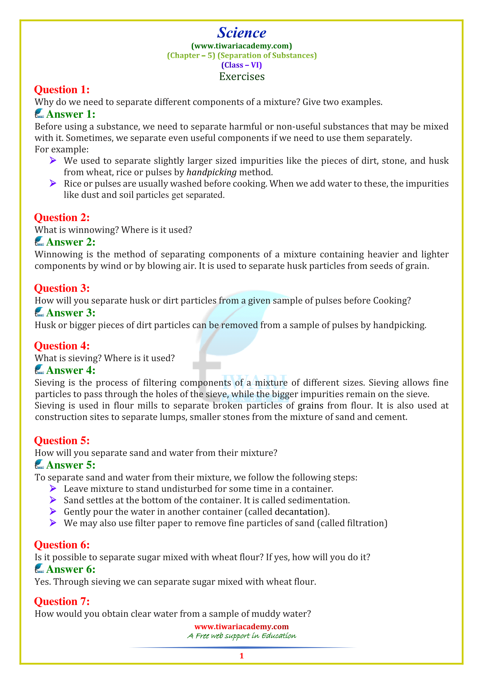 ncert solutions for class 6 science chapter 5 in pdf for 2021 2022