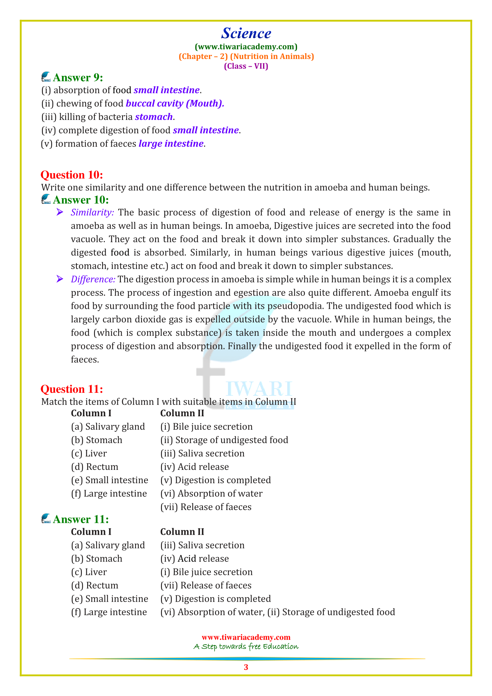 NCERT Solutions for Class 7 Science Chapter 2 Nutrition in Animals NCERT Solutions for Class 7 Science Chapter 2 Nutrition in Animals