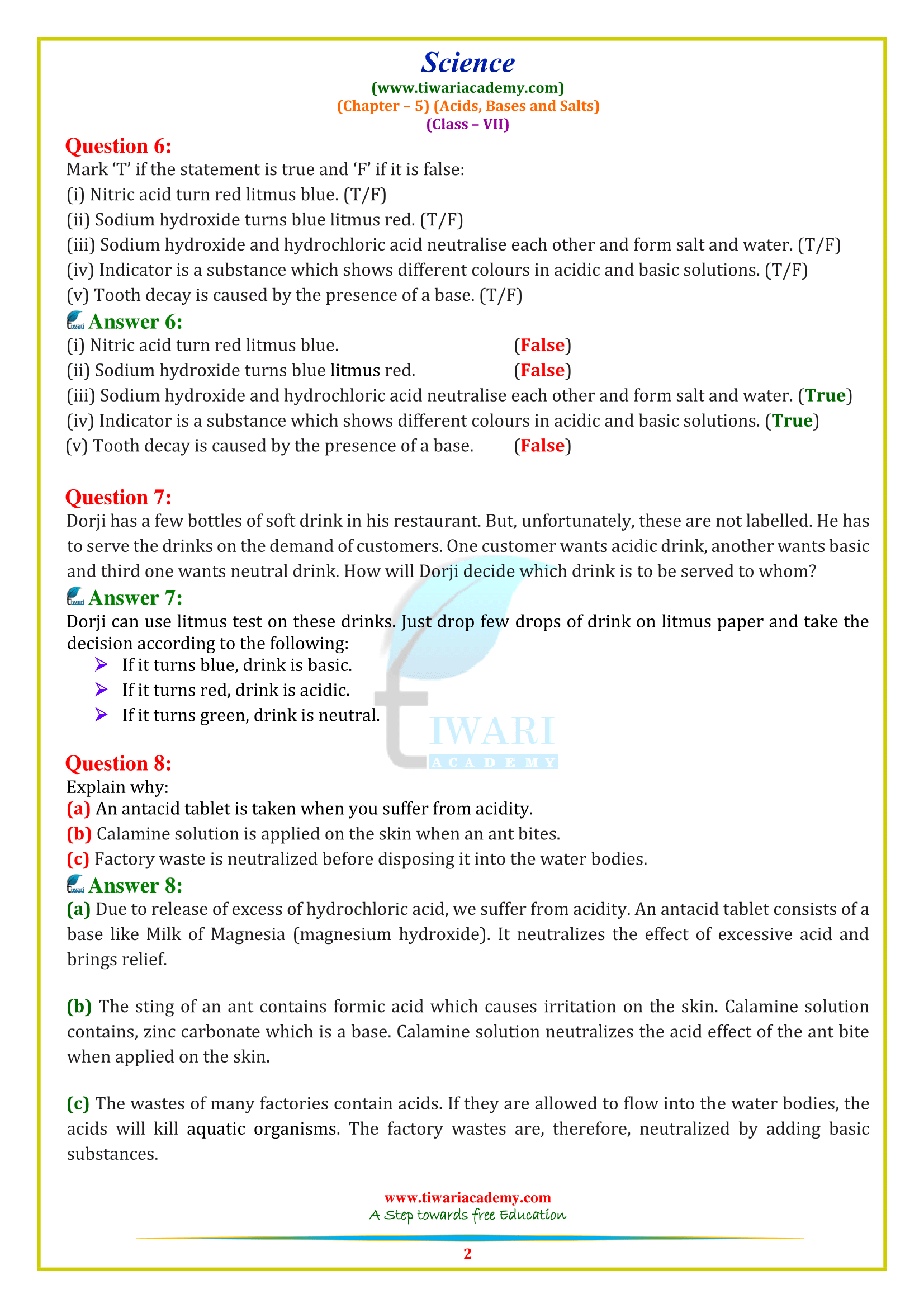 CBSE NCERT Solutions for Class 7 Science Chapter 5 in PDF form