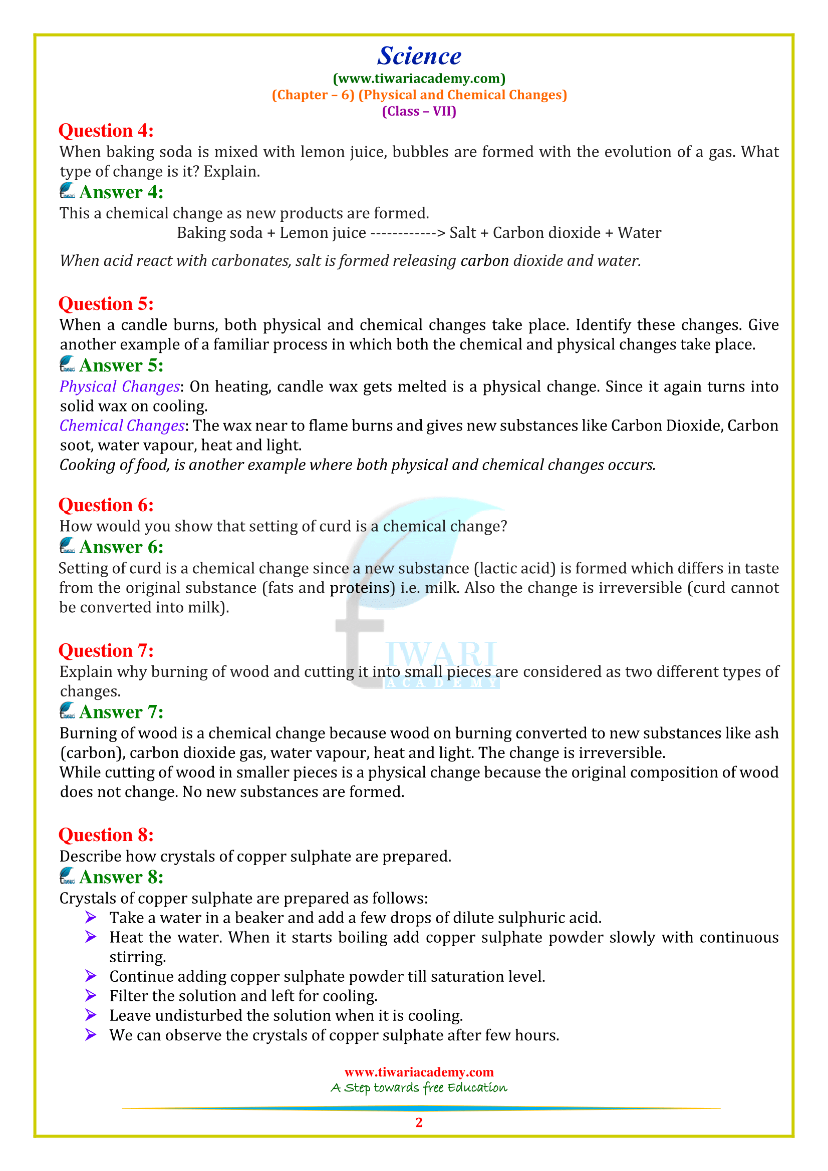 CBSE NCERT Solutions for Class 7 Science Chapter 6 in PDF free