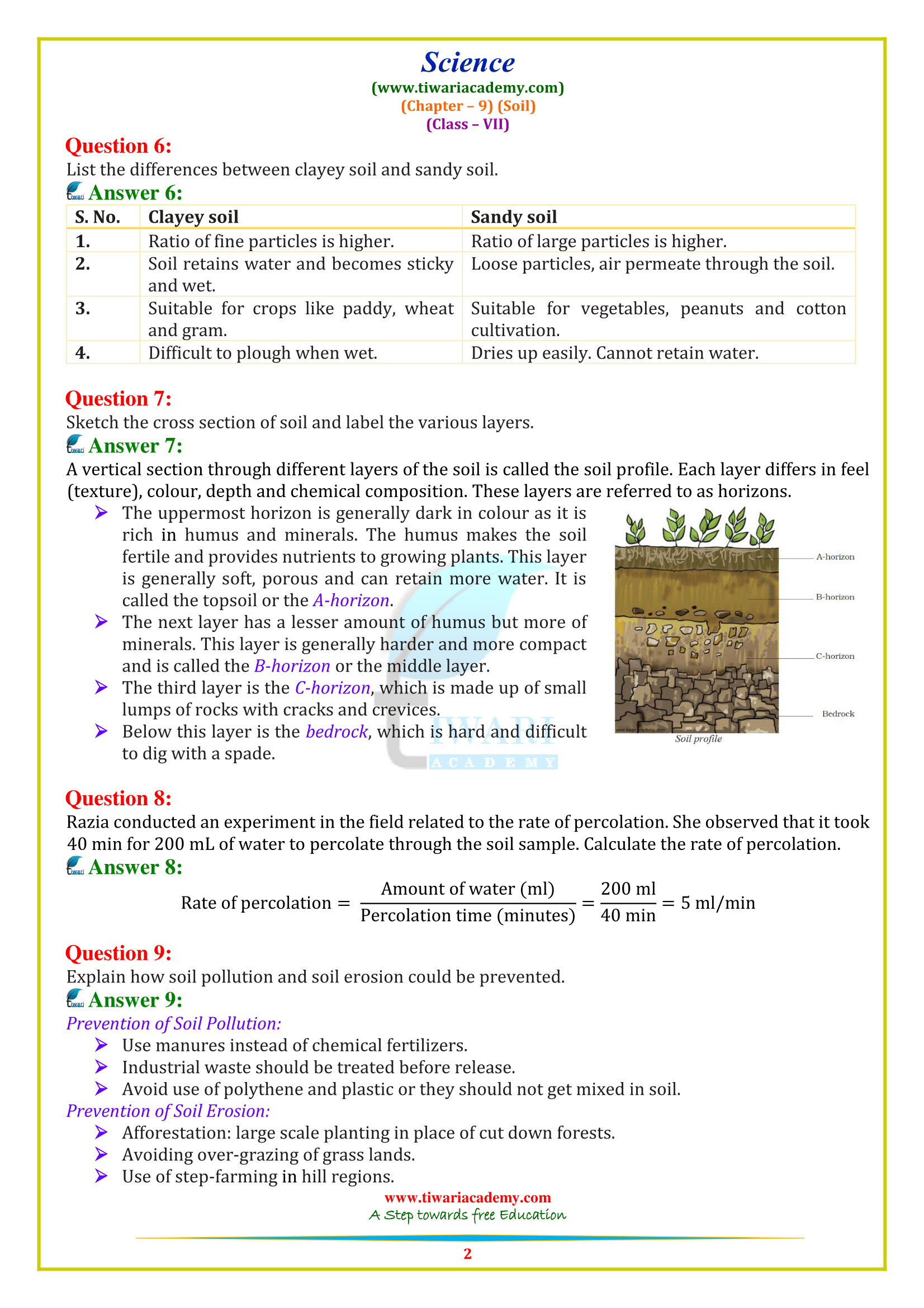 CBSE NCERT Solutions for Class 7 Science Chapter 9 Soil in PDF form