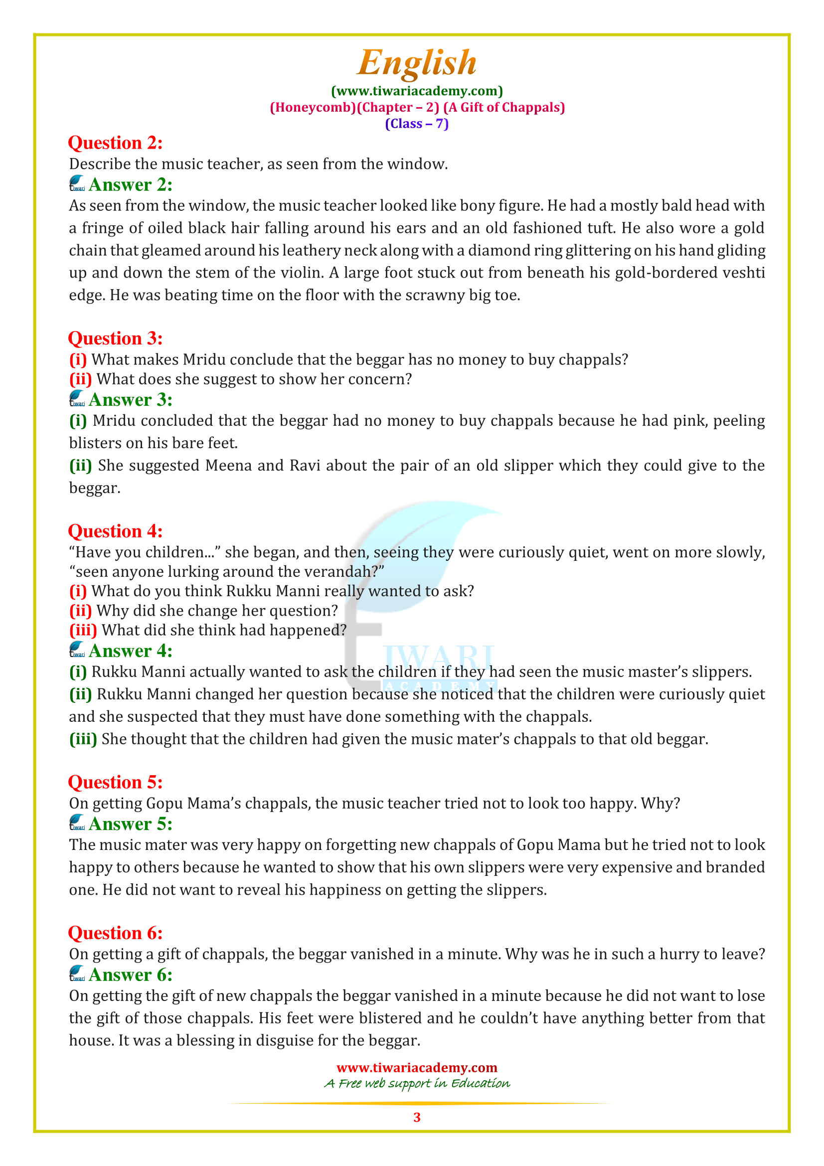 Class 7 English ch. 2 solutions