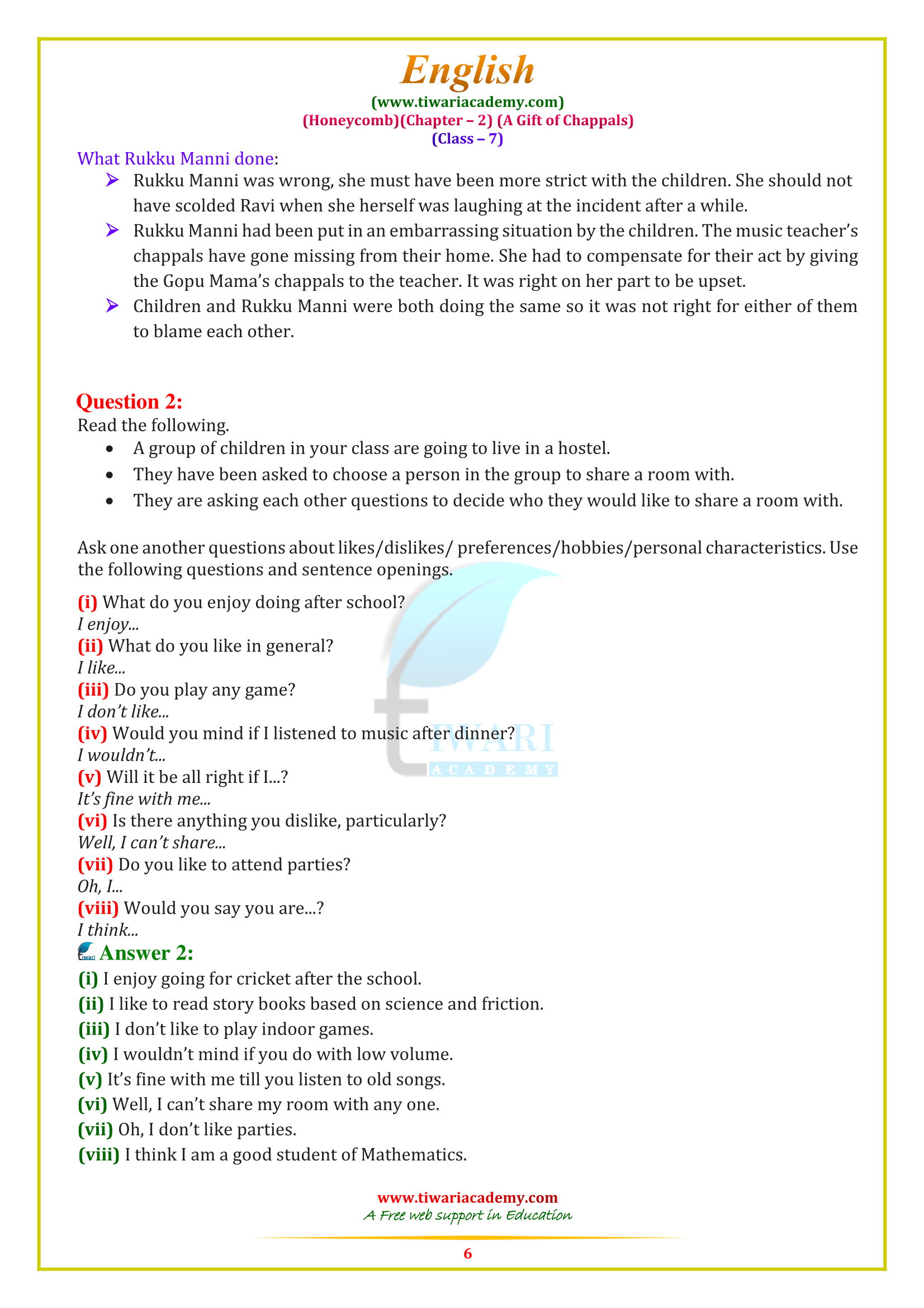7 Eng. chapter 2 answers