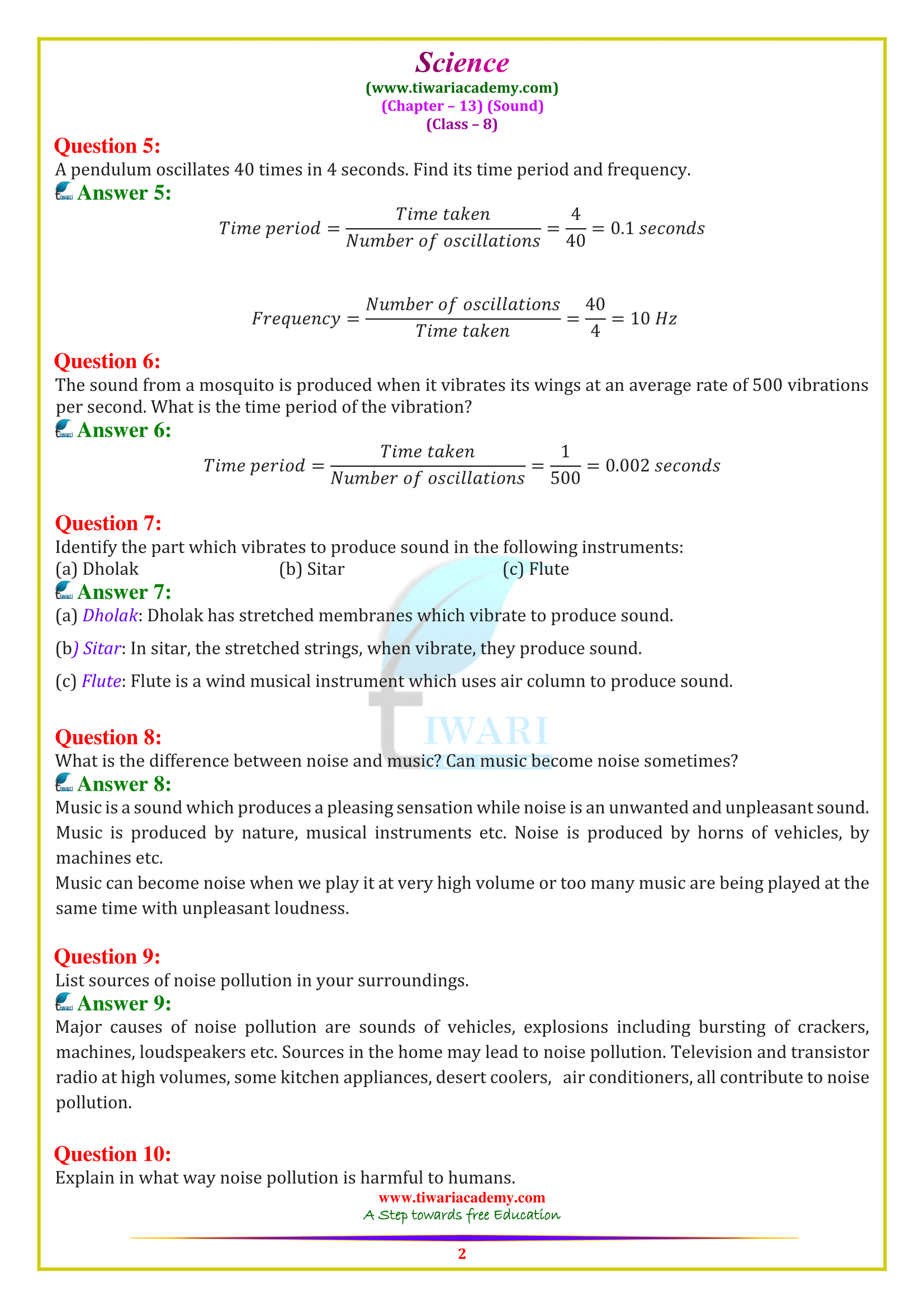NCERT Solutions for Class 8 Science Chapter 13 in PDF