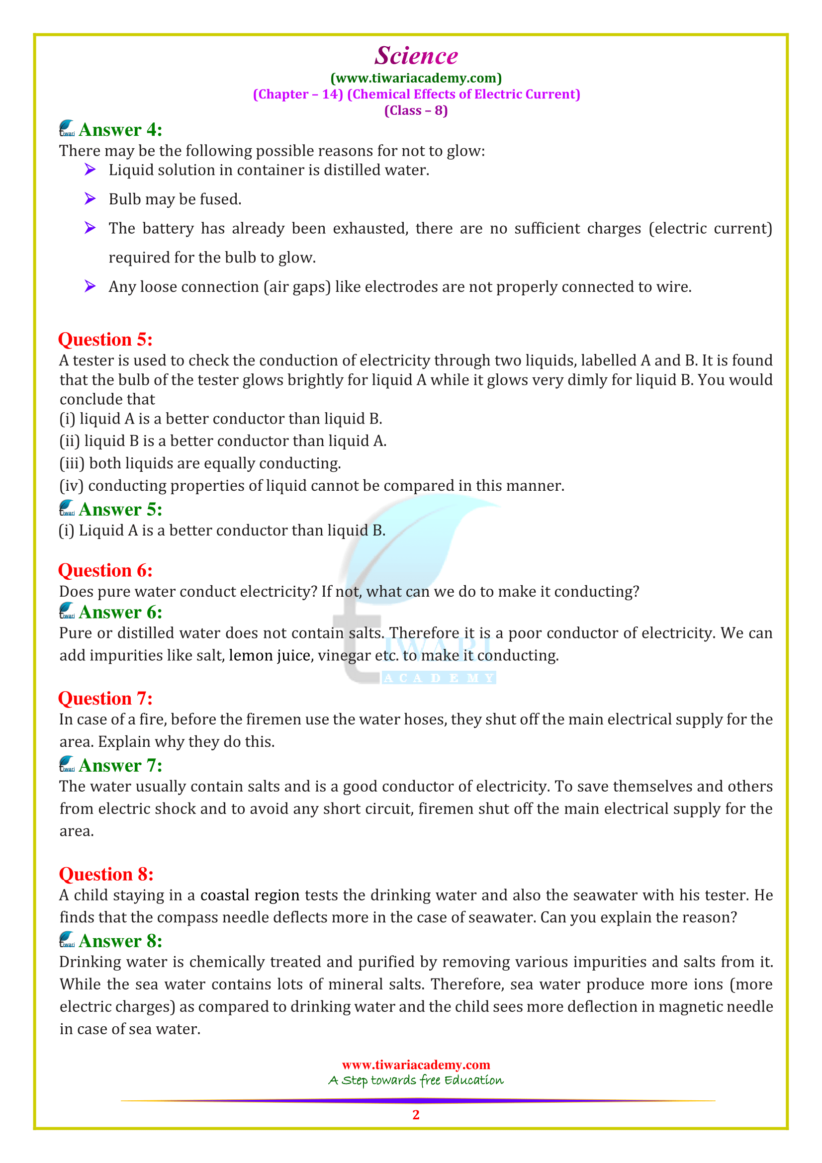 NCERT Solutions for Class 8 Science Chapter 14 in PDF