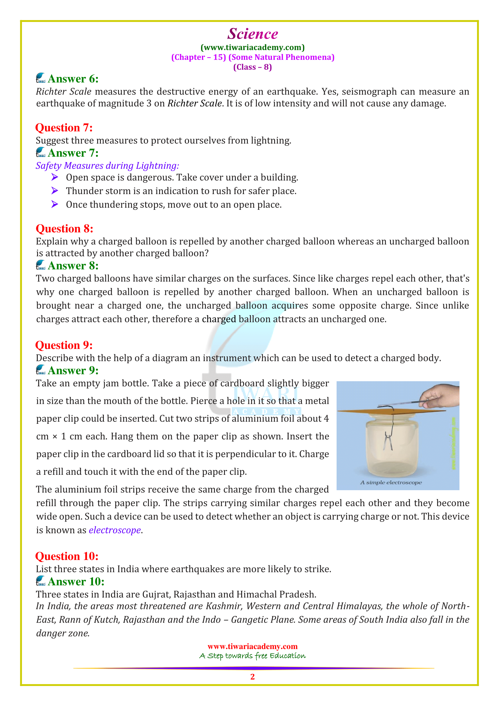 homework for class 8 science