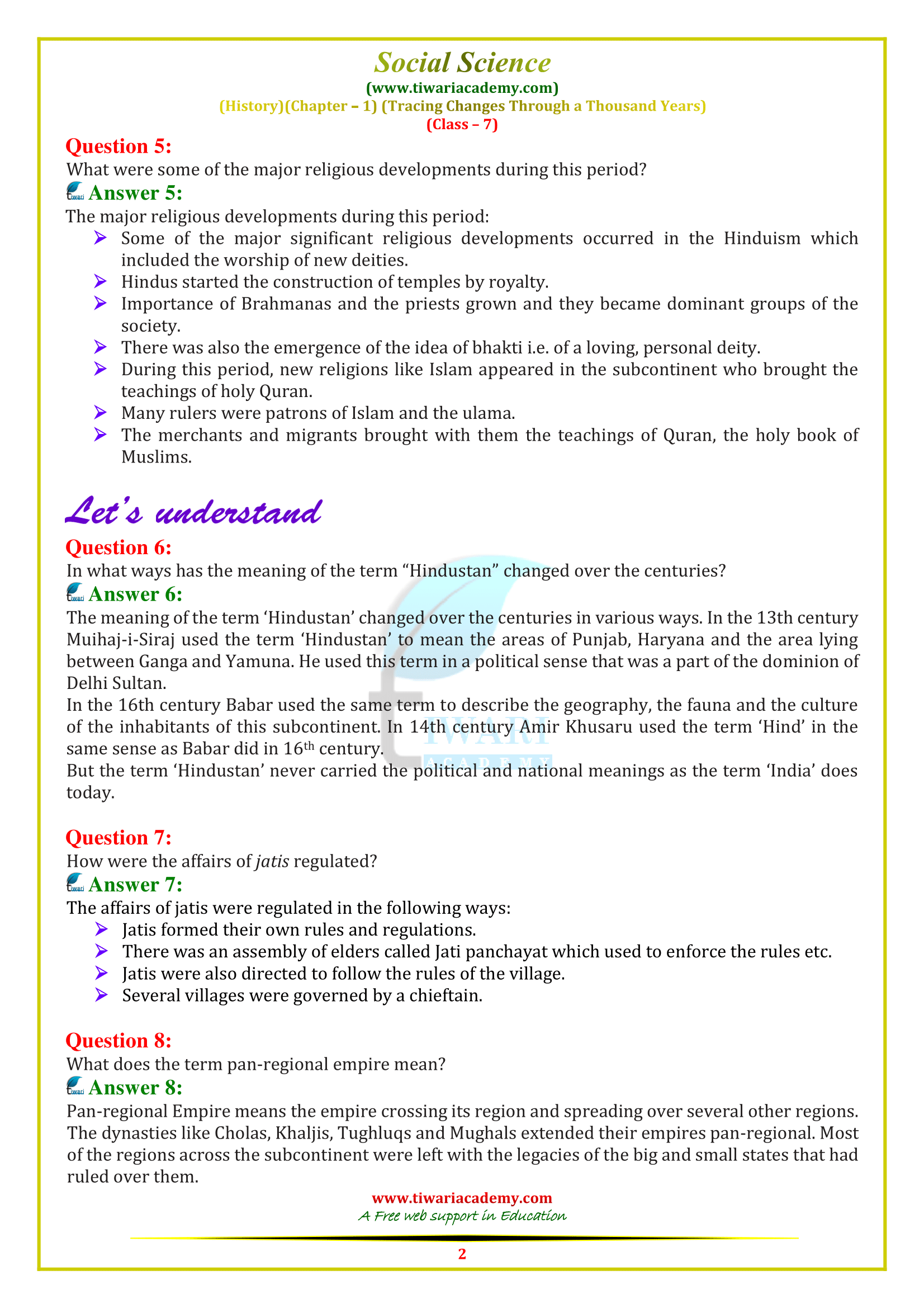 case study questions class 7 social science history