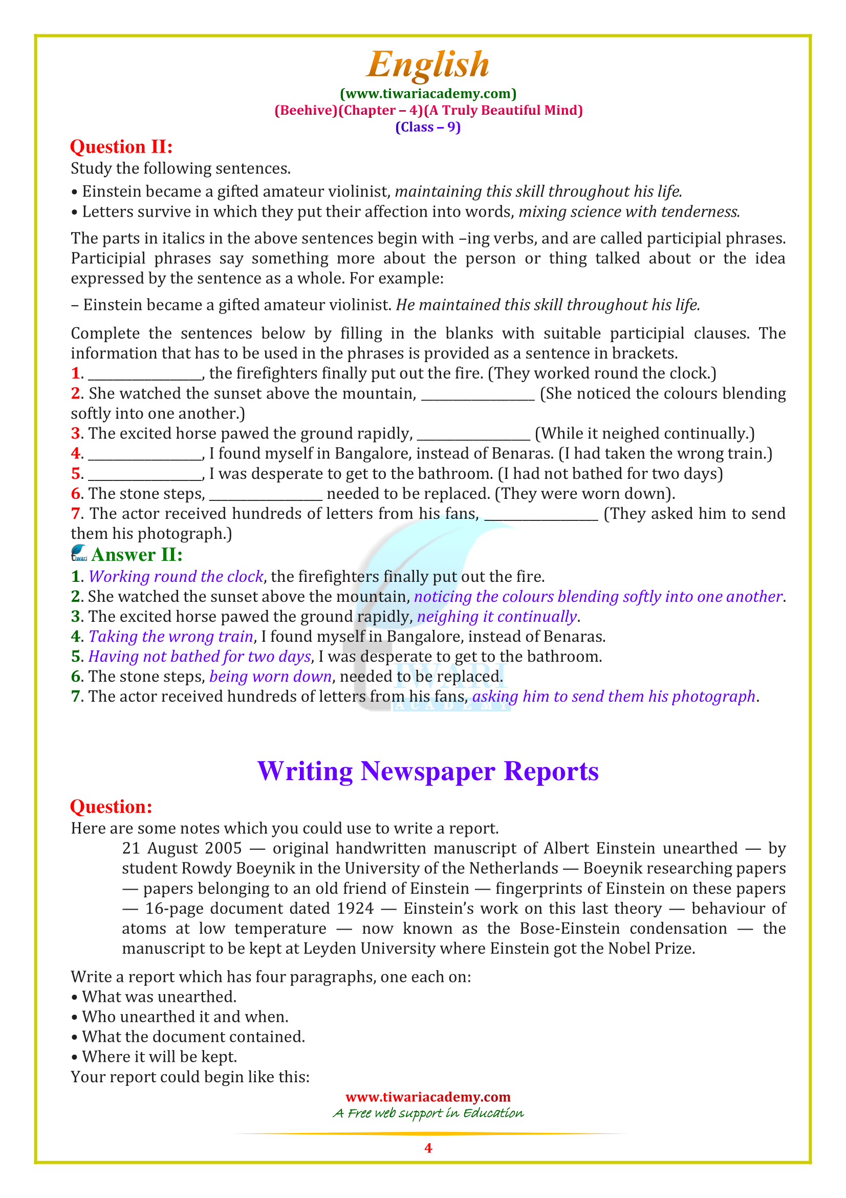 9 English chapter 4 answers