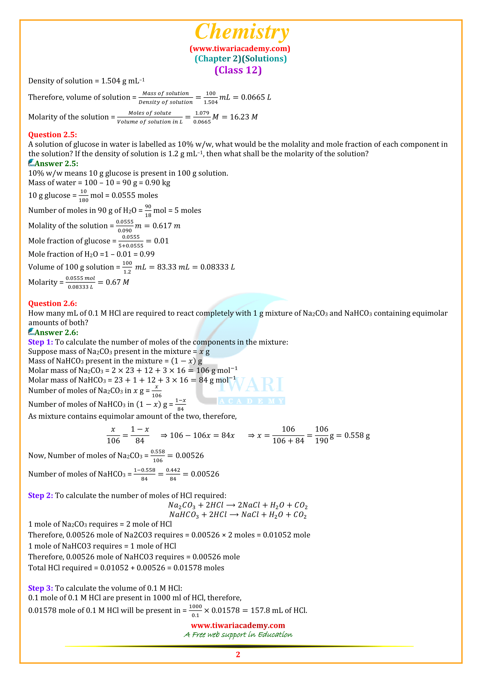 NCERT Solutions for Class 12 Chemistry Chapter 2 in PDF