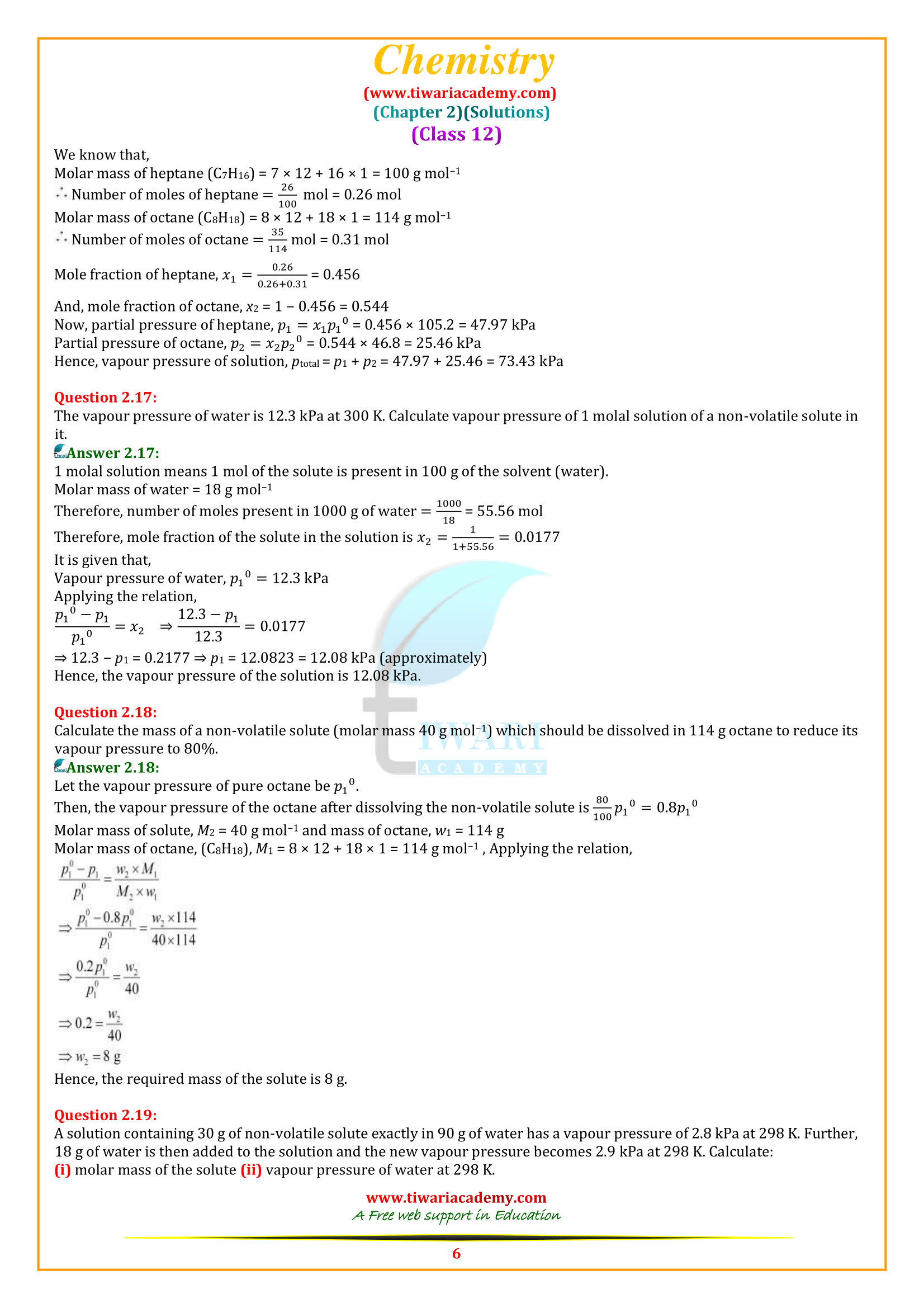 NCERT Solutions for Class 12 Chemistry Chapter 2 Free pdf