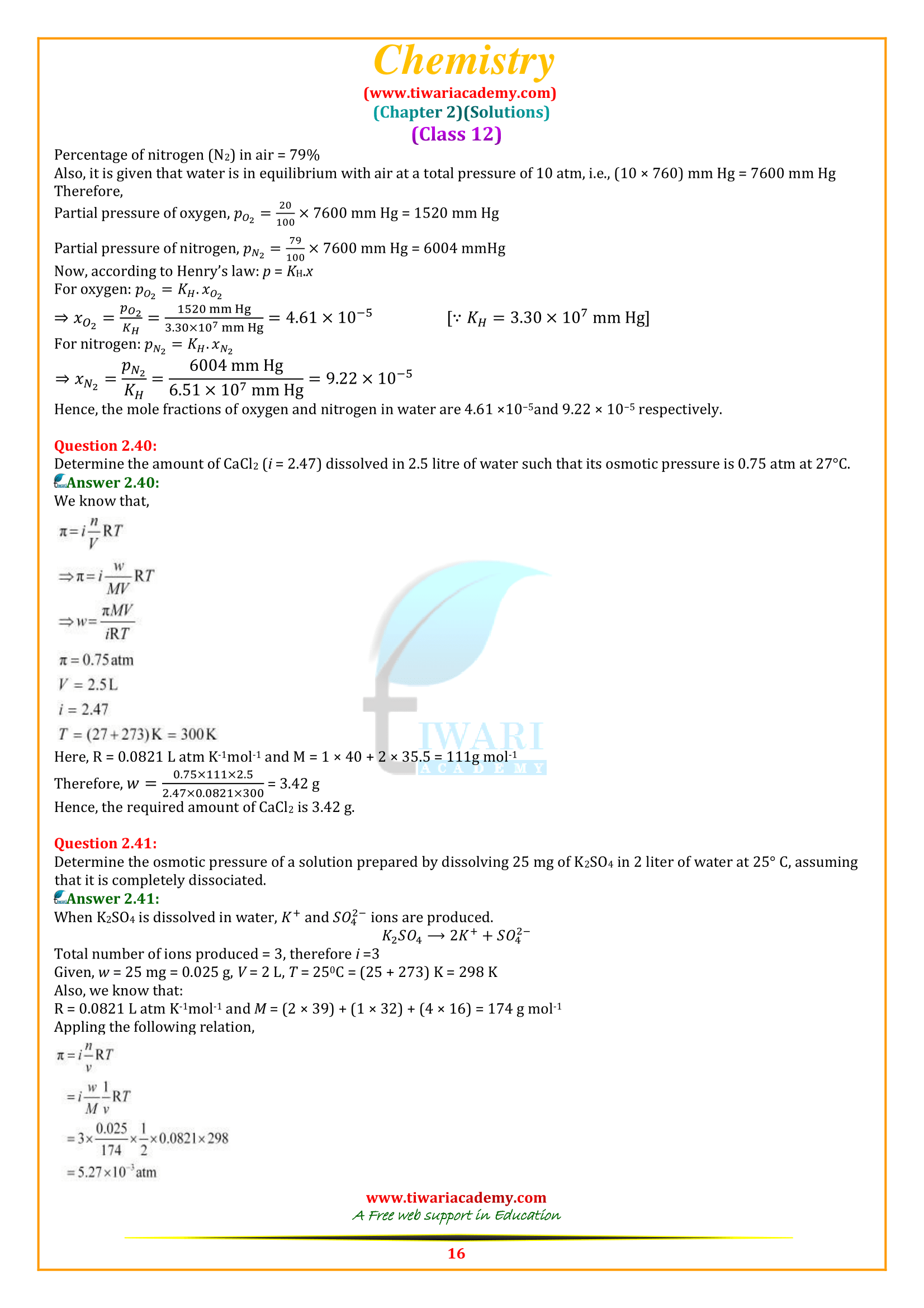 NCERT Solutions for Class 12 Chemistry Chapter 2 updated for 2019-20.