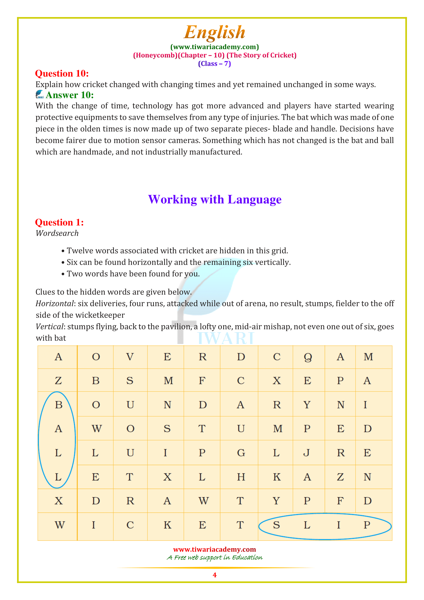 chapter 10 class 7th english