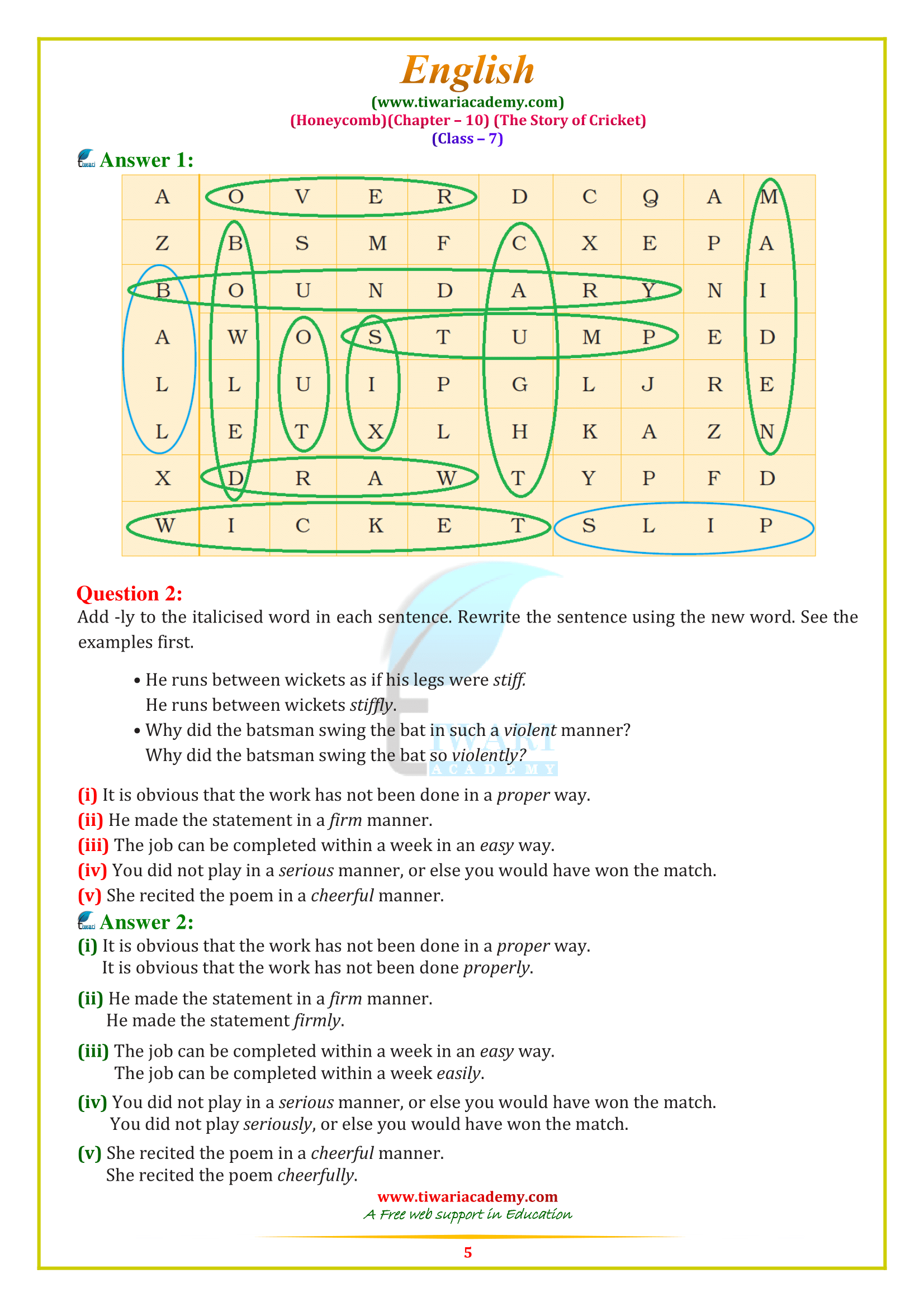 class vii english chapter 10