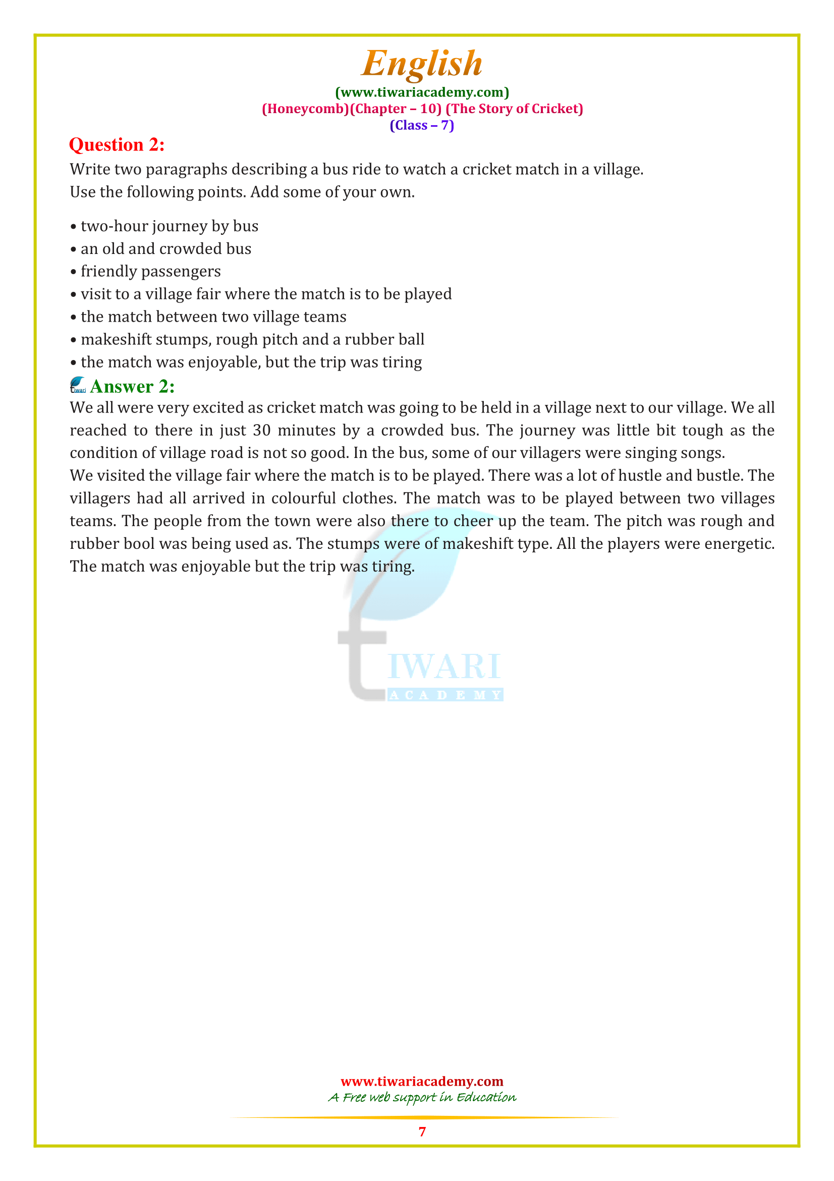 class 7 chapter 10 english