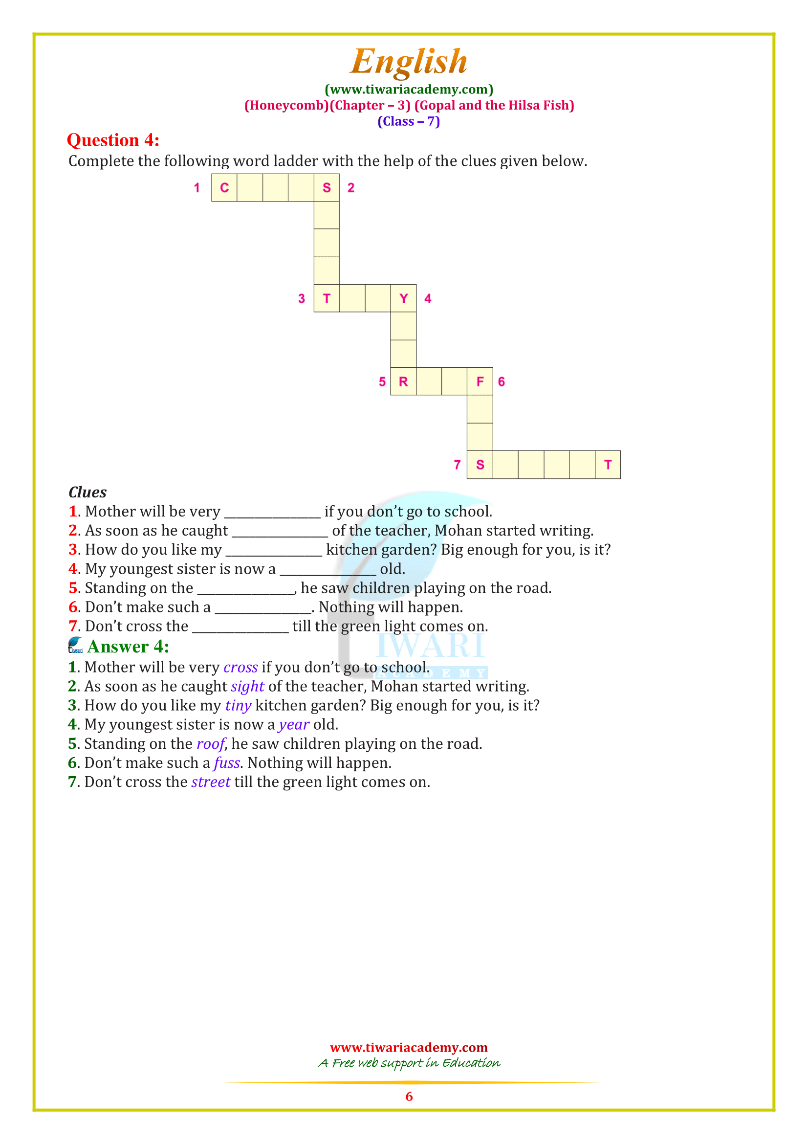 Class 7 English Chapter 3 Answers