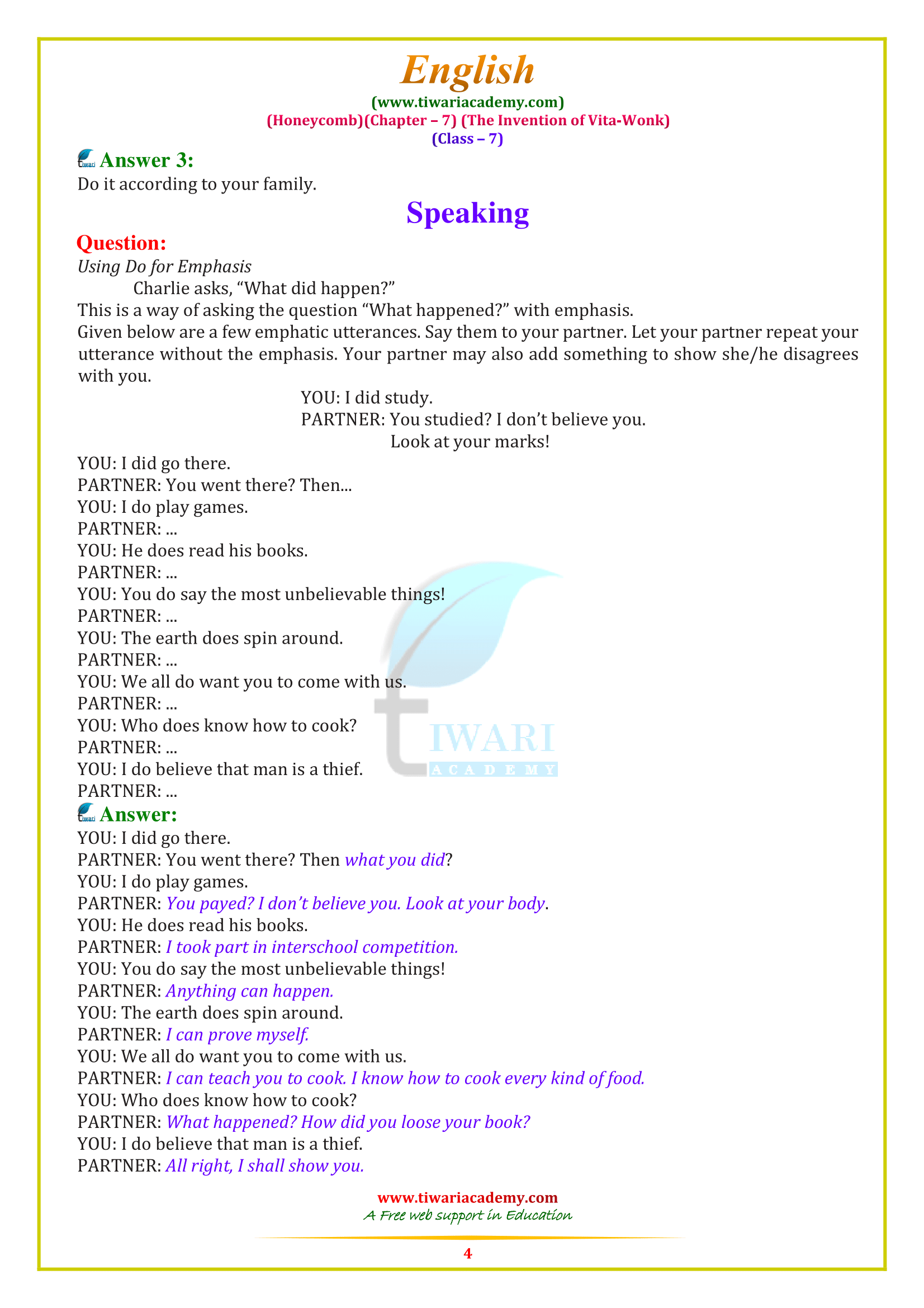 English for class 7 chapter 7