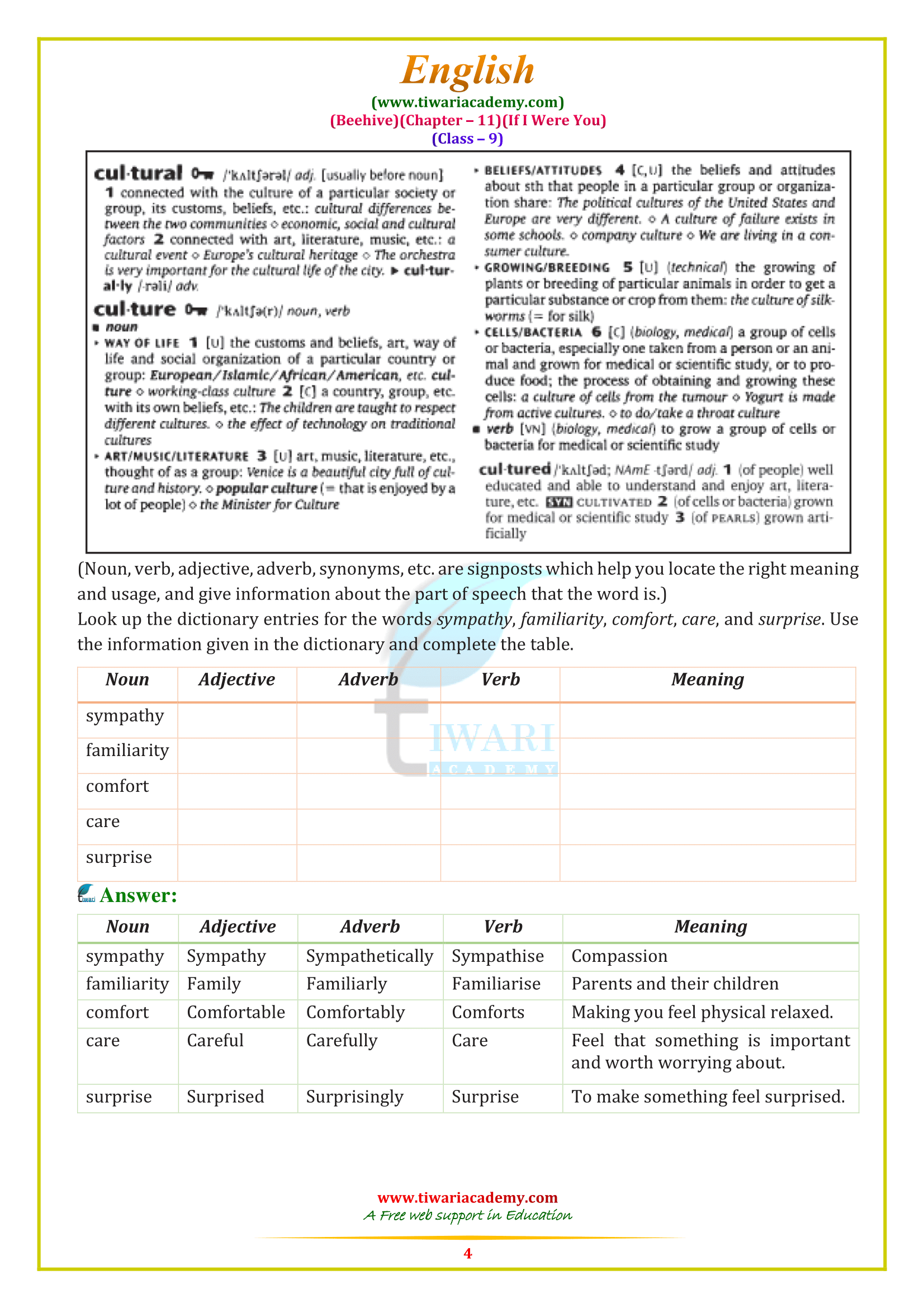 Beehive class 9 English ch. 11 If I were you