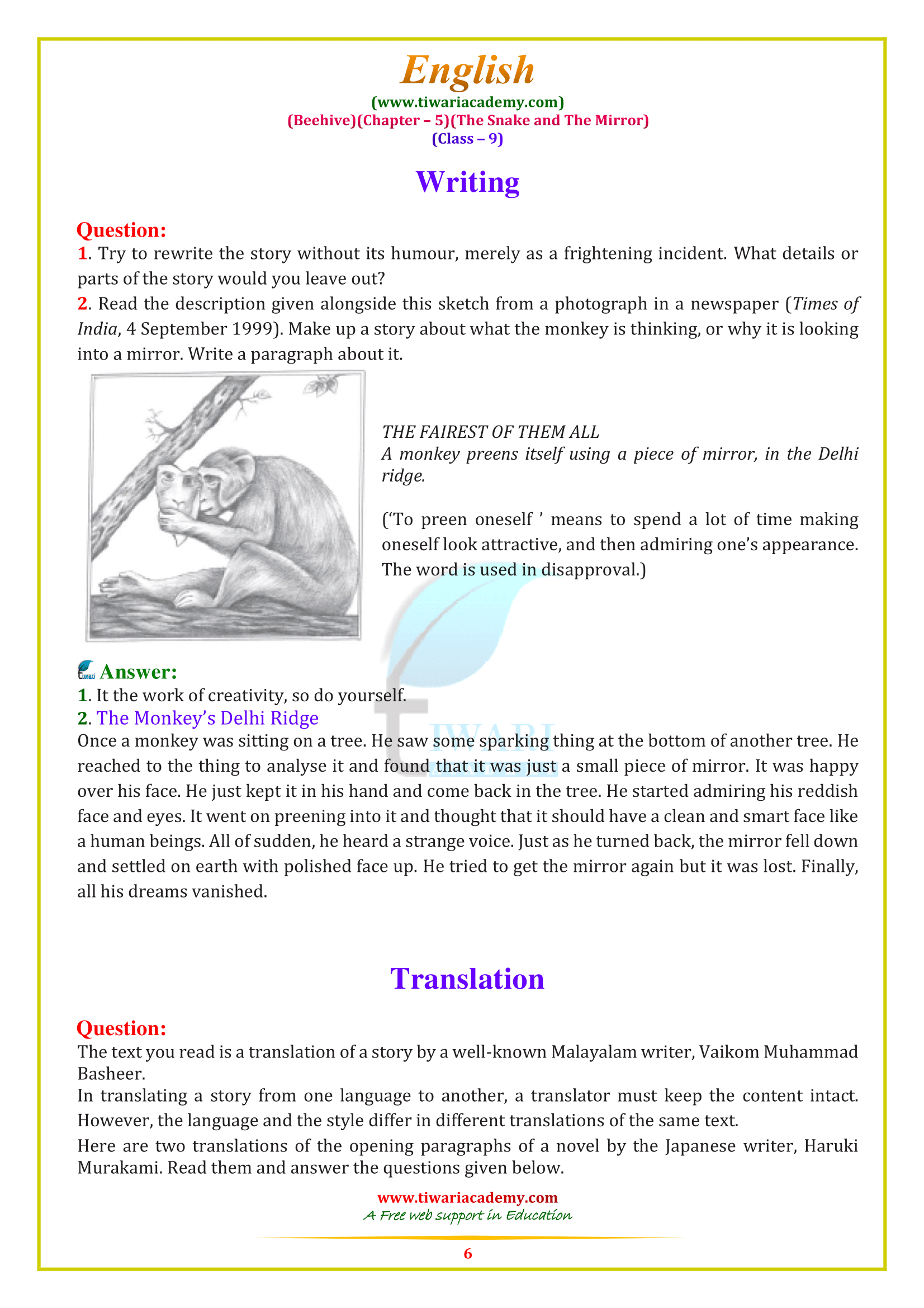 english class 9 ch. 5 answers