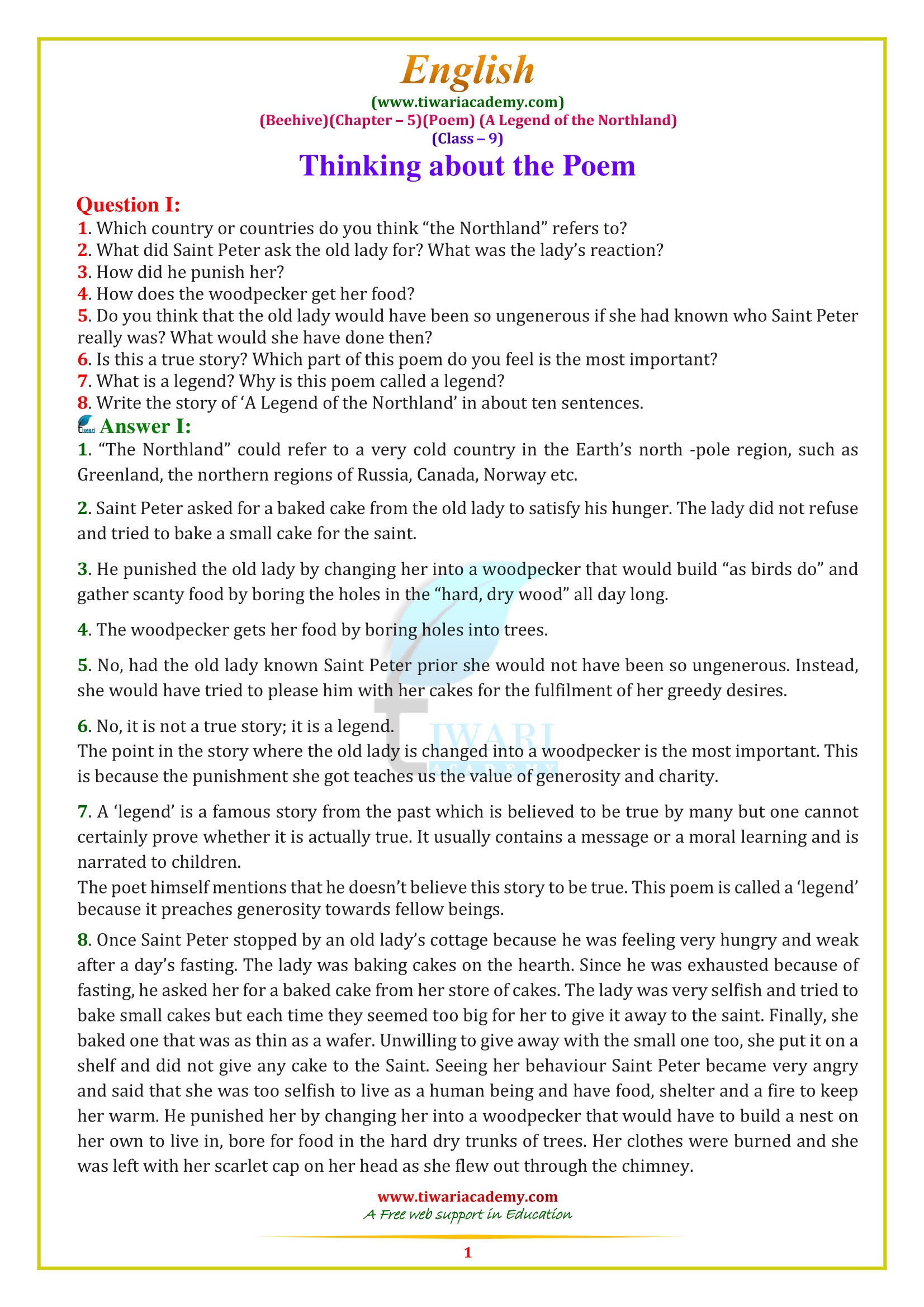 9 English poem 5 the legend of the northland