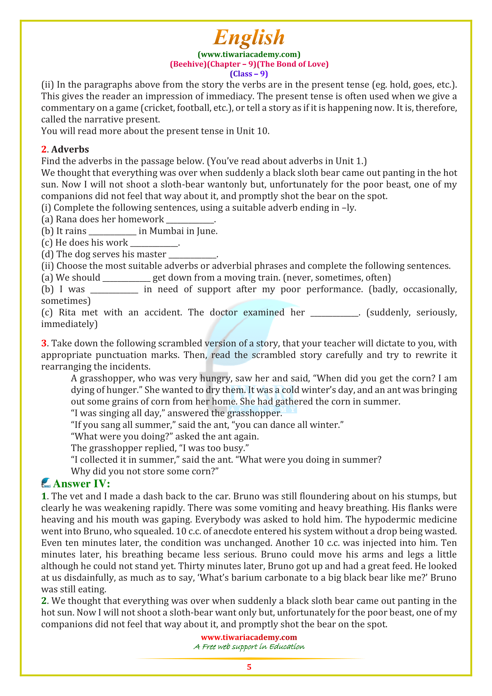 Beehive book answers ch. 9