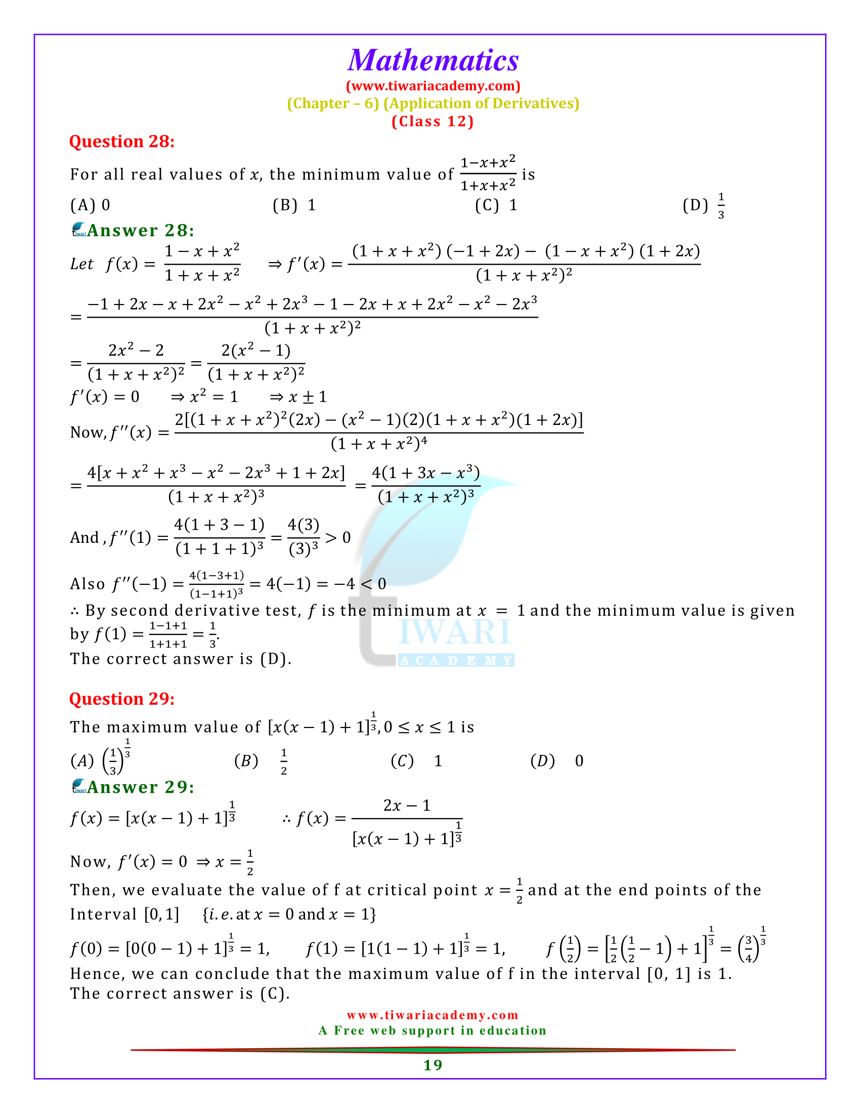 12 Maths 6.5 sols