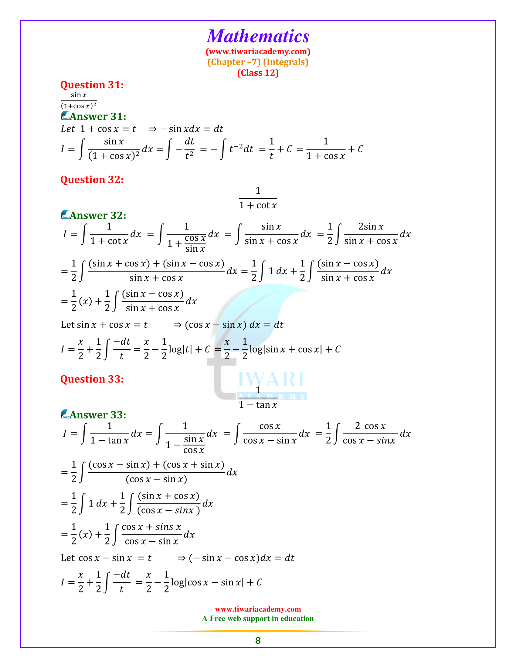 exercise 7.2 class 12