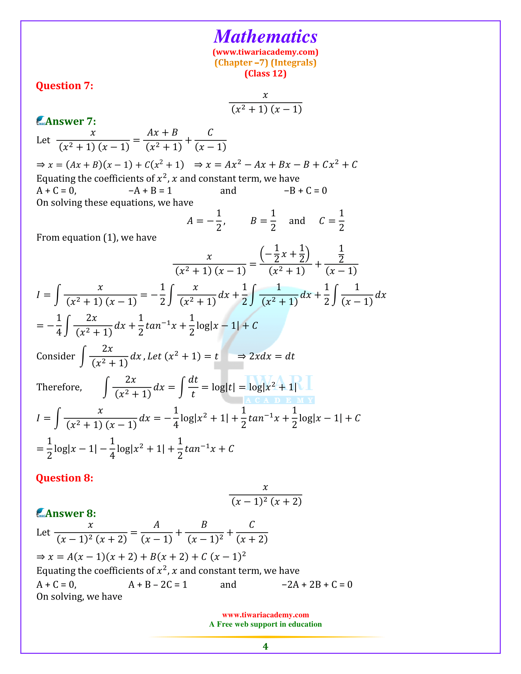 NCERT Solutions for Class 12 Maths Chapter 7 Exercise 7.5 for up board