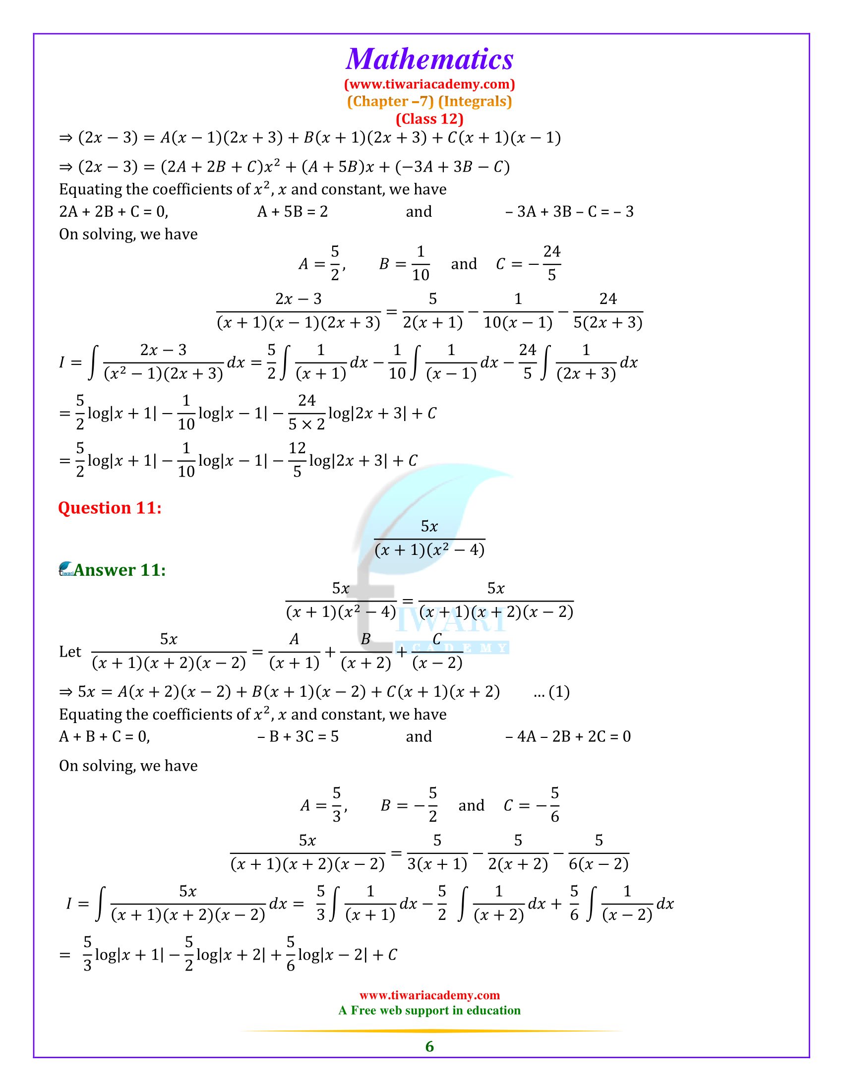 NCERT Solutions for Class 12 Maths Chapter 7 Exercise 7.5 for gujrat board